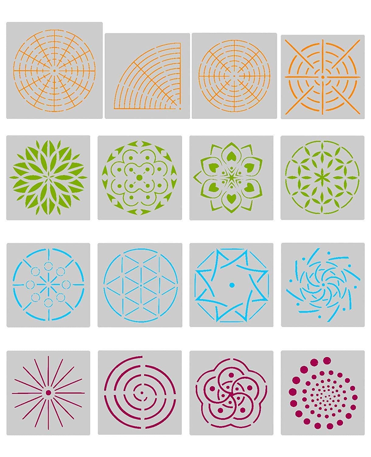 Angshop 16PCS Mandala Art Stencils Mandala Dot Painting Stencils Templates for Mandala Stone Rock Painting Wall Art,Canvas,Wood Furniture Painting Home Art Craft Bullet Journal
