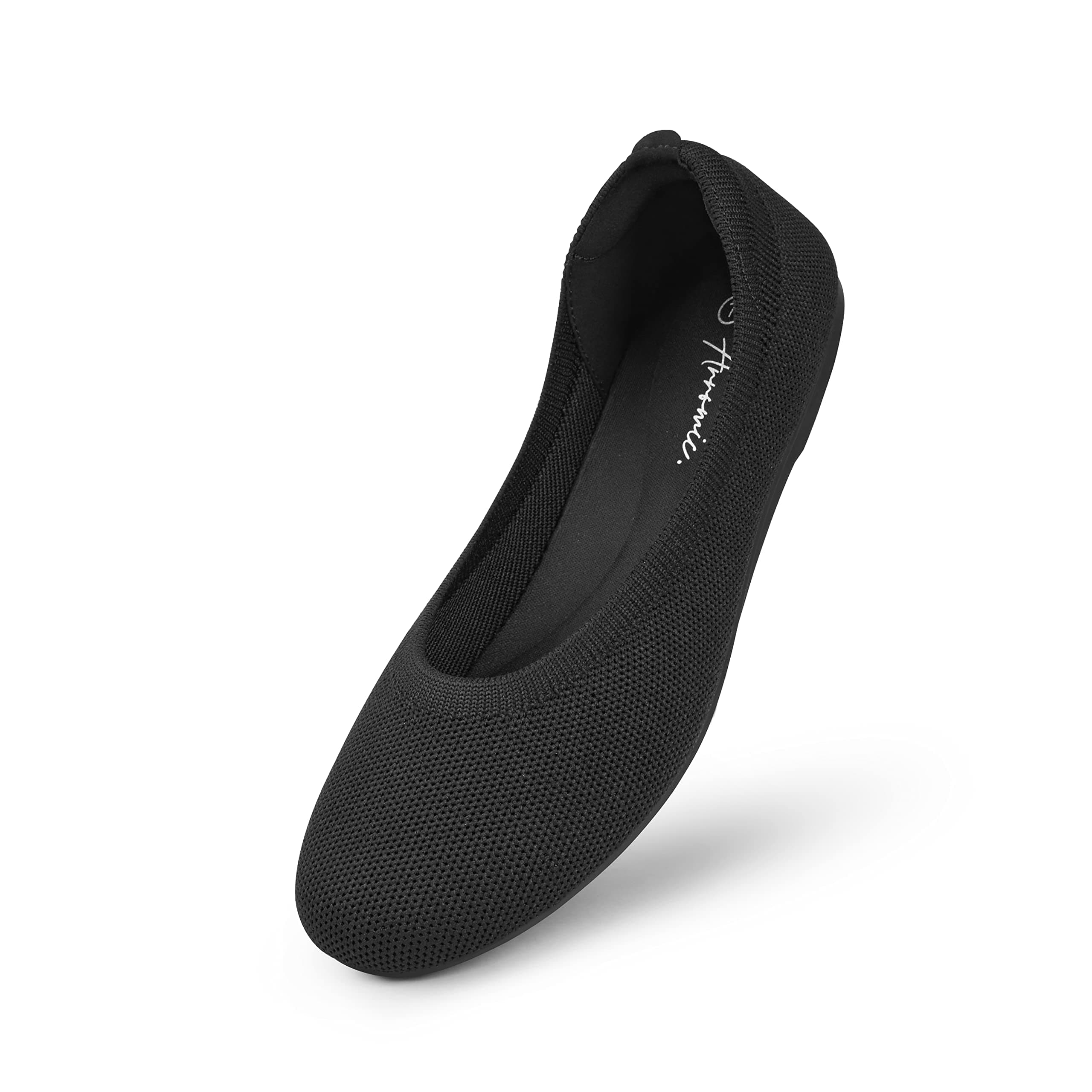 ArromicFlats Shoes for Women, Washable Round Toe Knit Ballet Flats Shoes with Comfortable Heel Cushions, Soft Slip on Dressy Shoes for Business Casual, Office, Work, Wedding