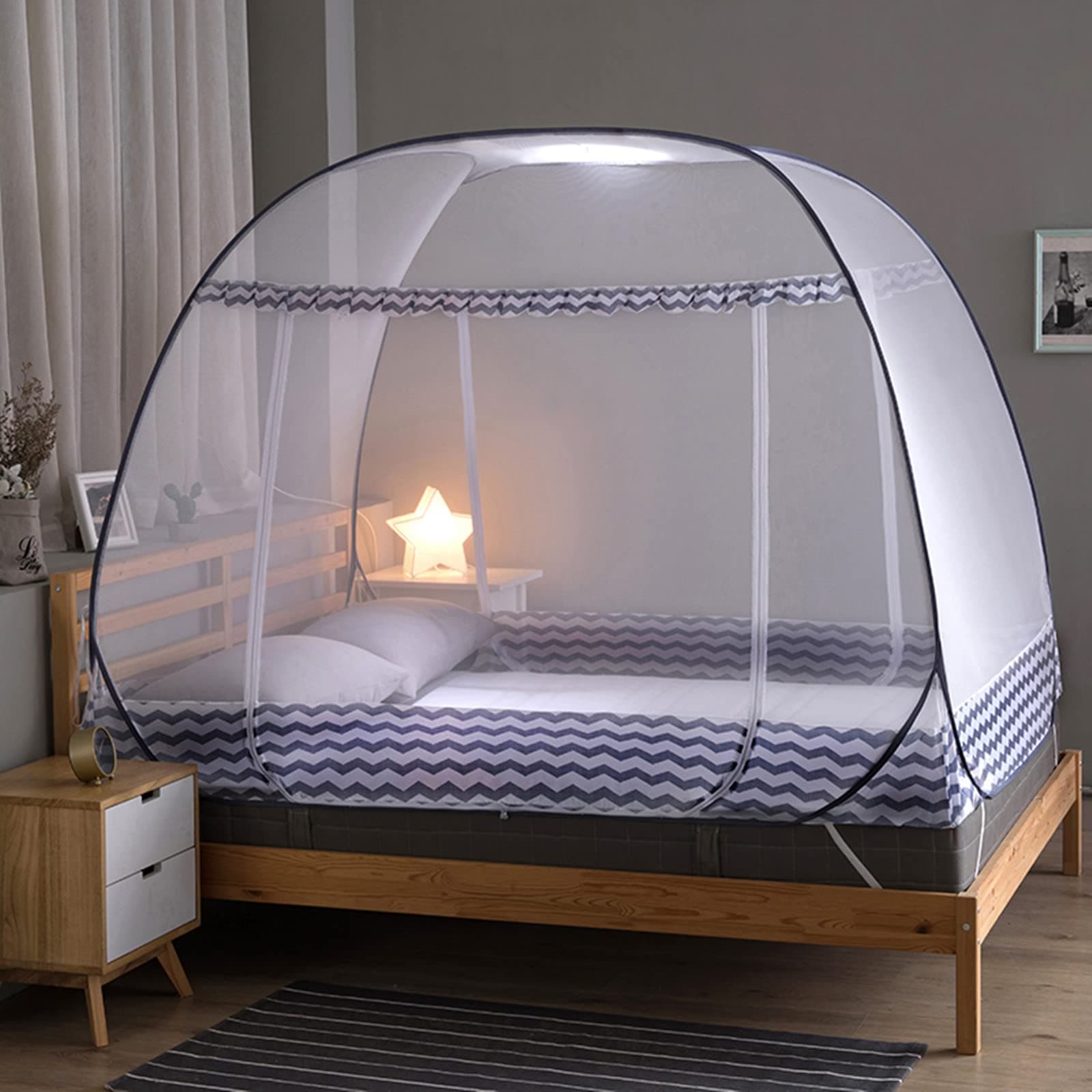 Jsanh Mosquito Net for Bed Large Pop UP Mosquito Netting with Bottom for Twin Queen King Size Bed Foldable Mosquito Nets for Baby Adults 80 x 72 x 60 inch