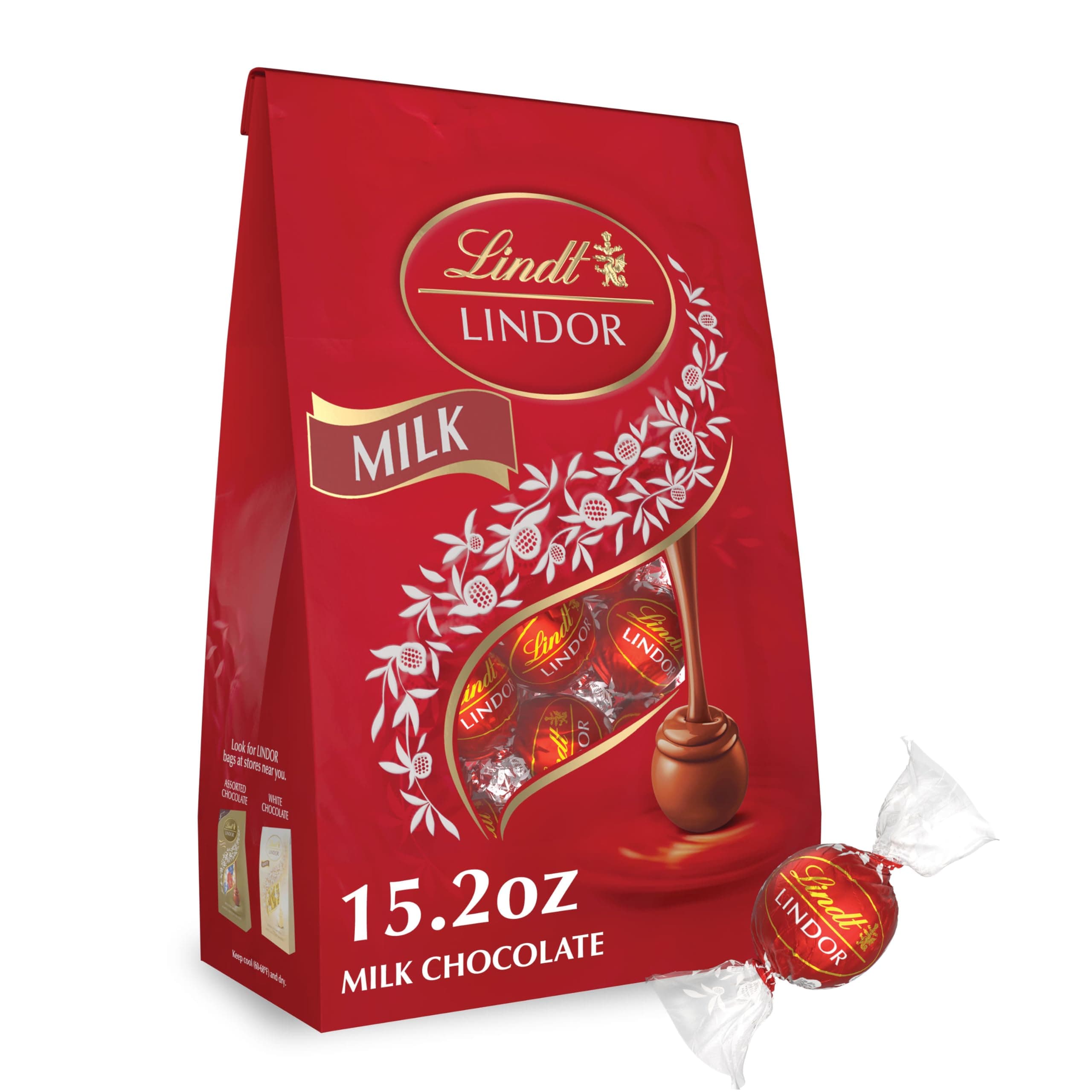 LINDOR Milk Chocolate Candy Truffles, Halloween Candy, 15.2 oz. Bag