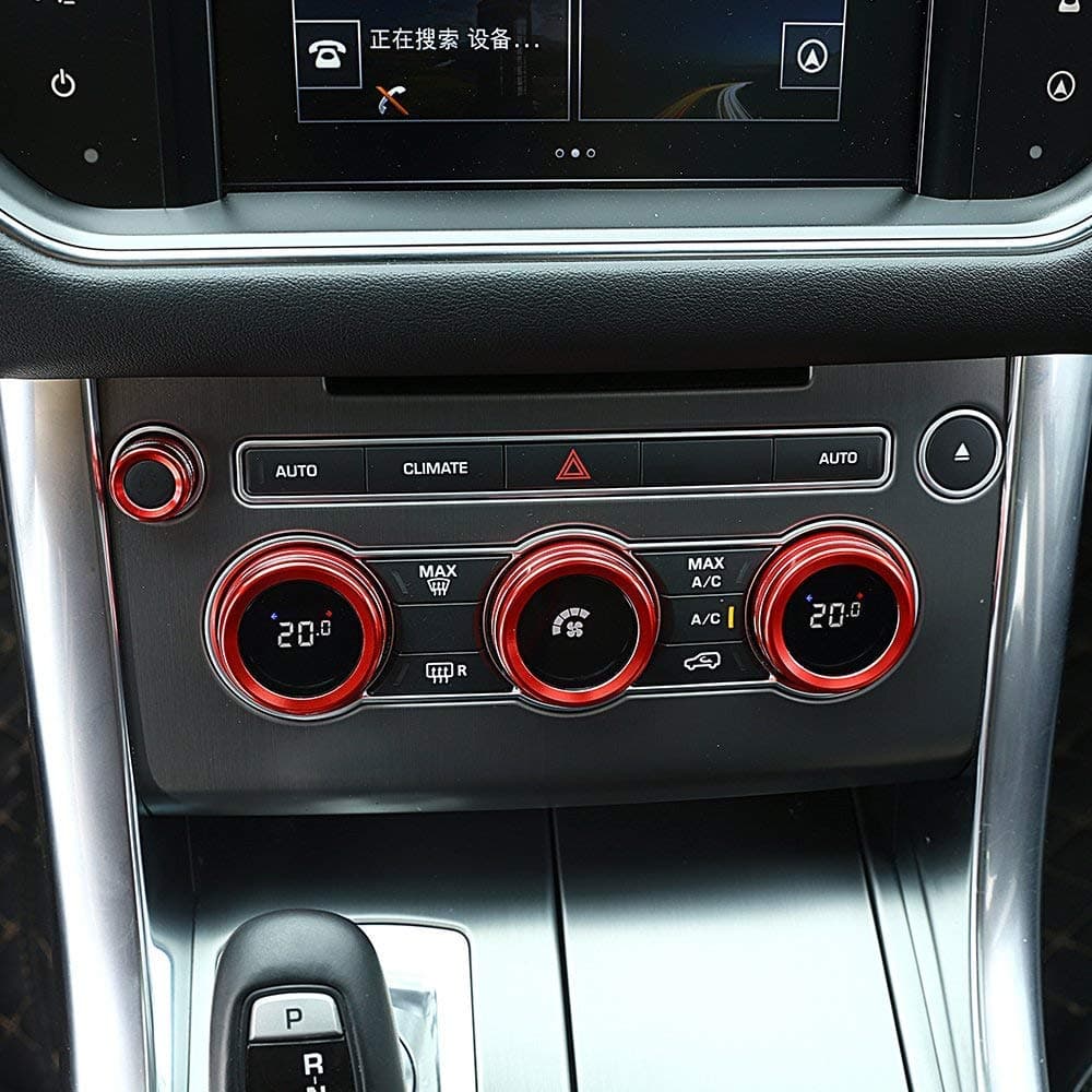 For 2014-2017 Range Rover Sport/Vogue/Autobiography L405, Air Conditioning Knob Audio Volume Adjustment Button Ring Cover Trim Sticker-ons Aluminum Alloy