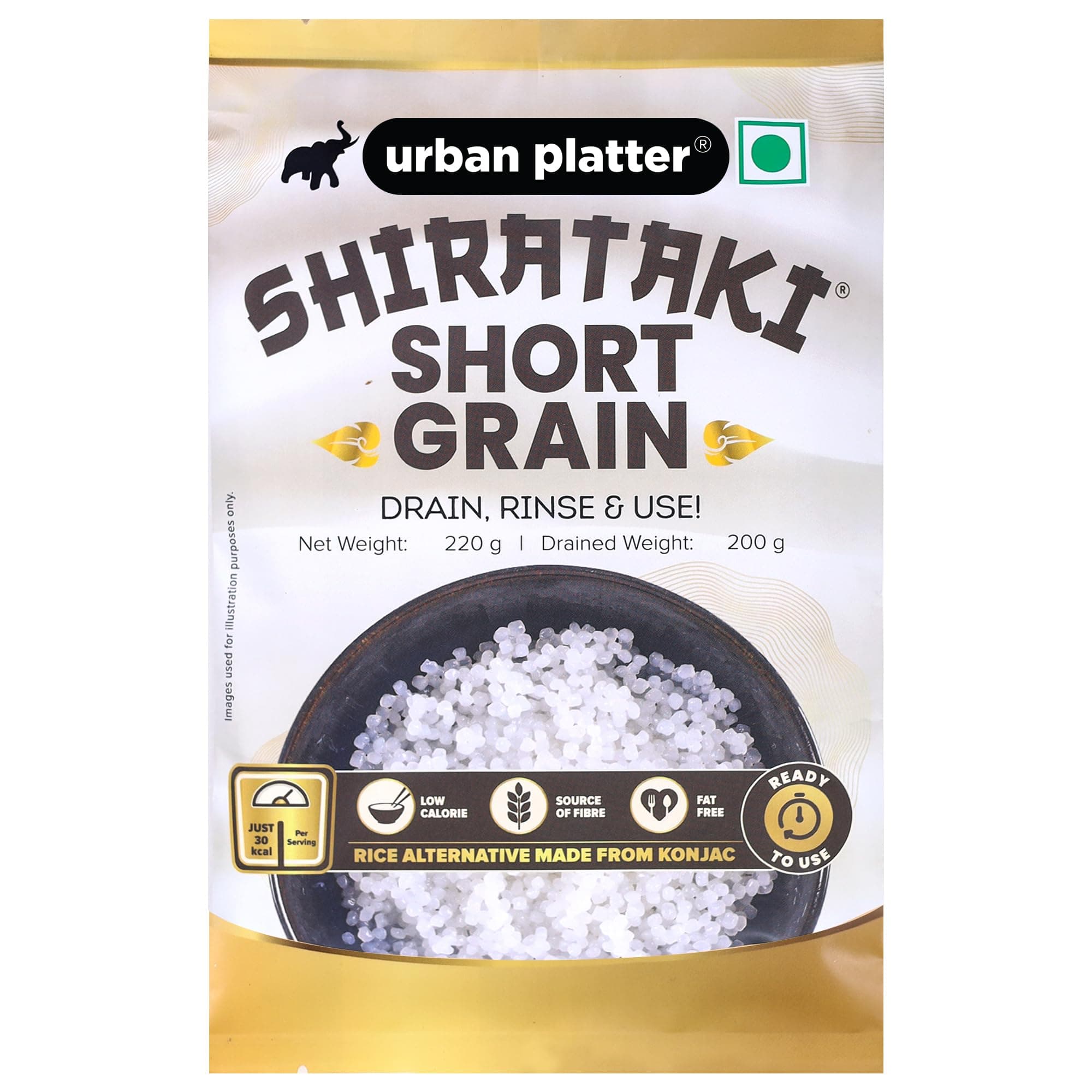 Urban Platter Shirataki Rice, 220g [Keto-friendly, Fat-Free, Gluten-Free Alternative to Rice]