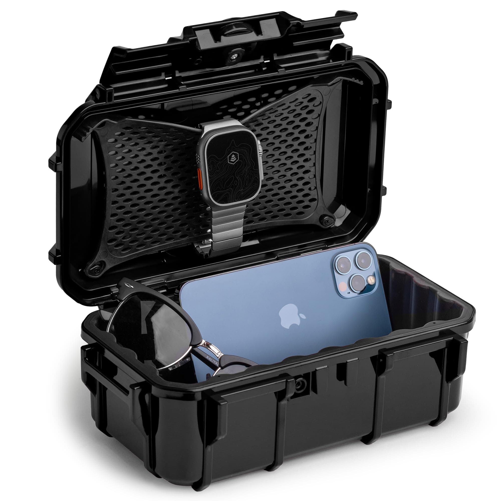 Evergreen 57 Waterproof Dry Box Protective Case - Travel Safe/Mil Spec/USA Made - for Cameras, Phones, Ammo Can, Camping, Hiking, Boating, Water Sports, Knives, & Survival (Black)