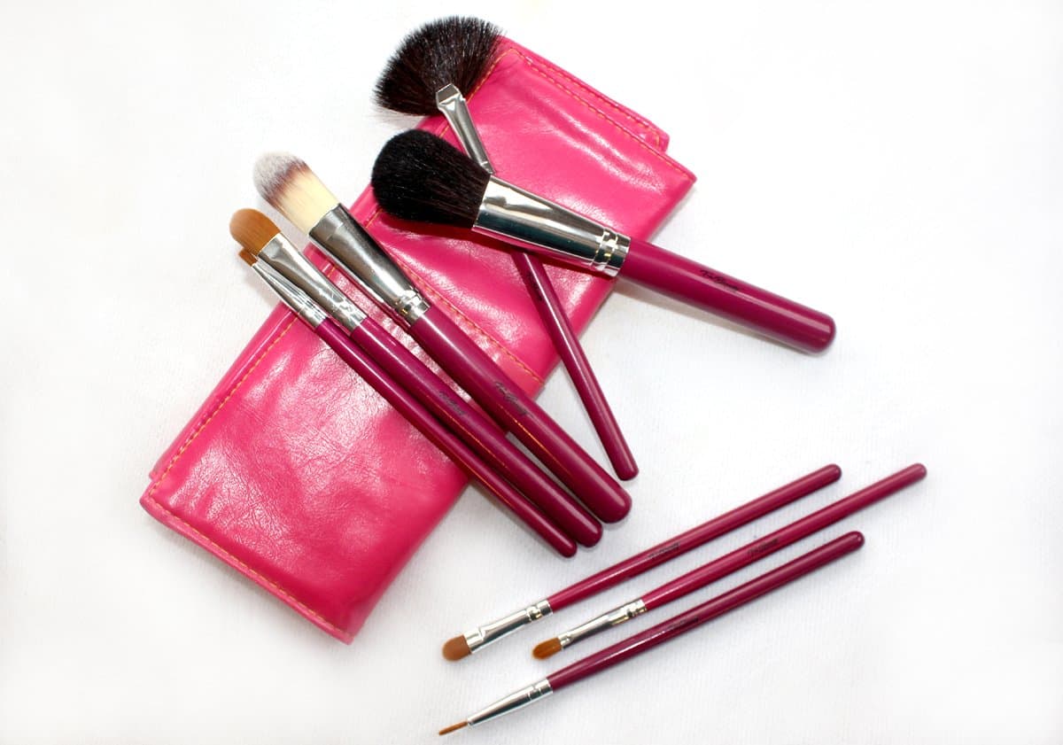 "Pro Pink" Best Makeup Brush Set Kit - 8 pc, pink, includes case - professional quality, no more loose hairs or handles - eco-friendly soft goat hair bristles- Free Makeup Tips eBook !