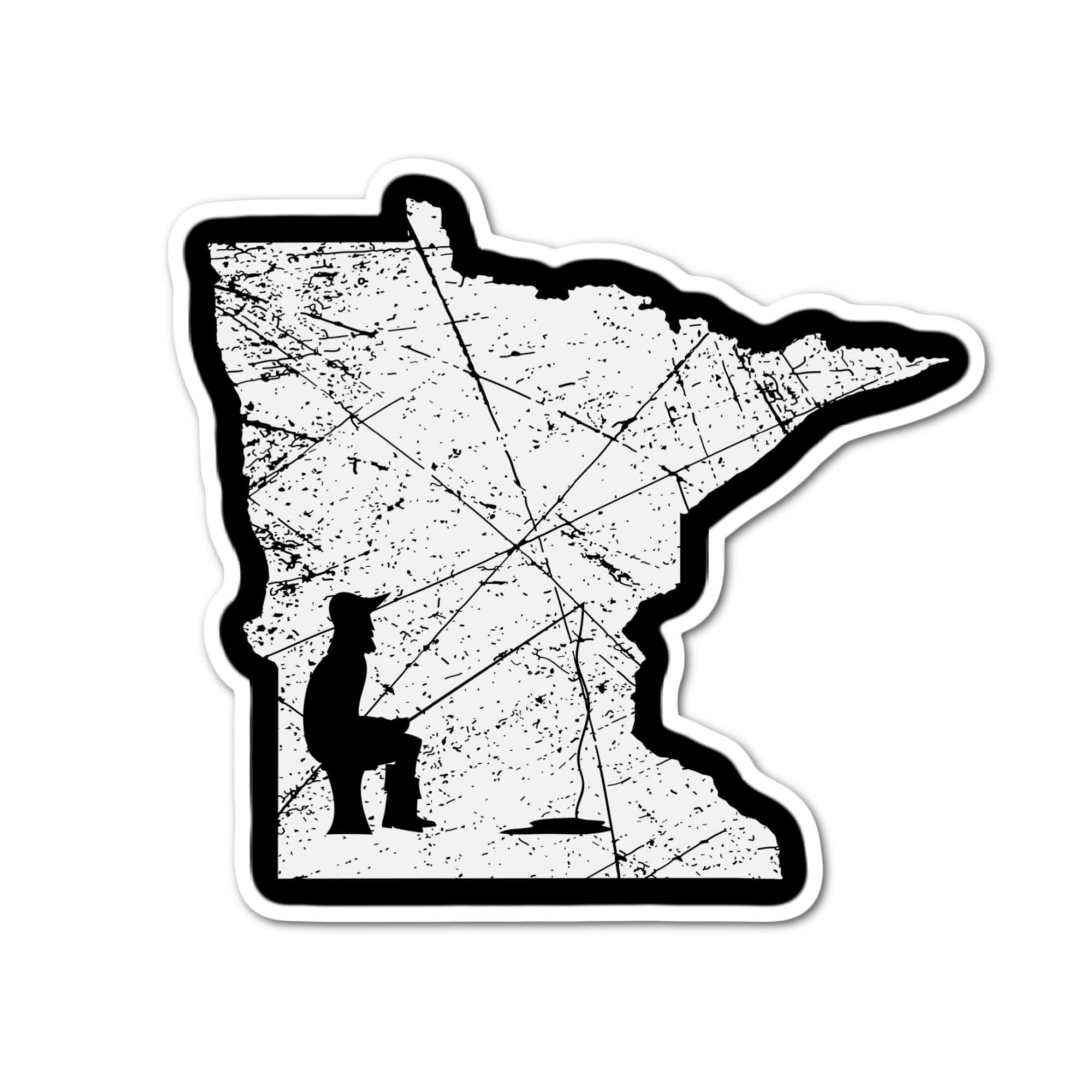 3.25" MN Ice Fishing Hobby Winter Sport Fish Walleye Musky Bass MInnesota Nice Laminated Laptop Sticker