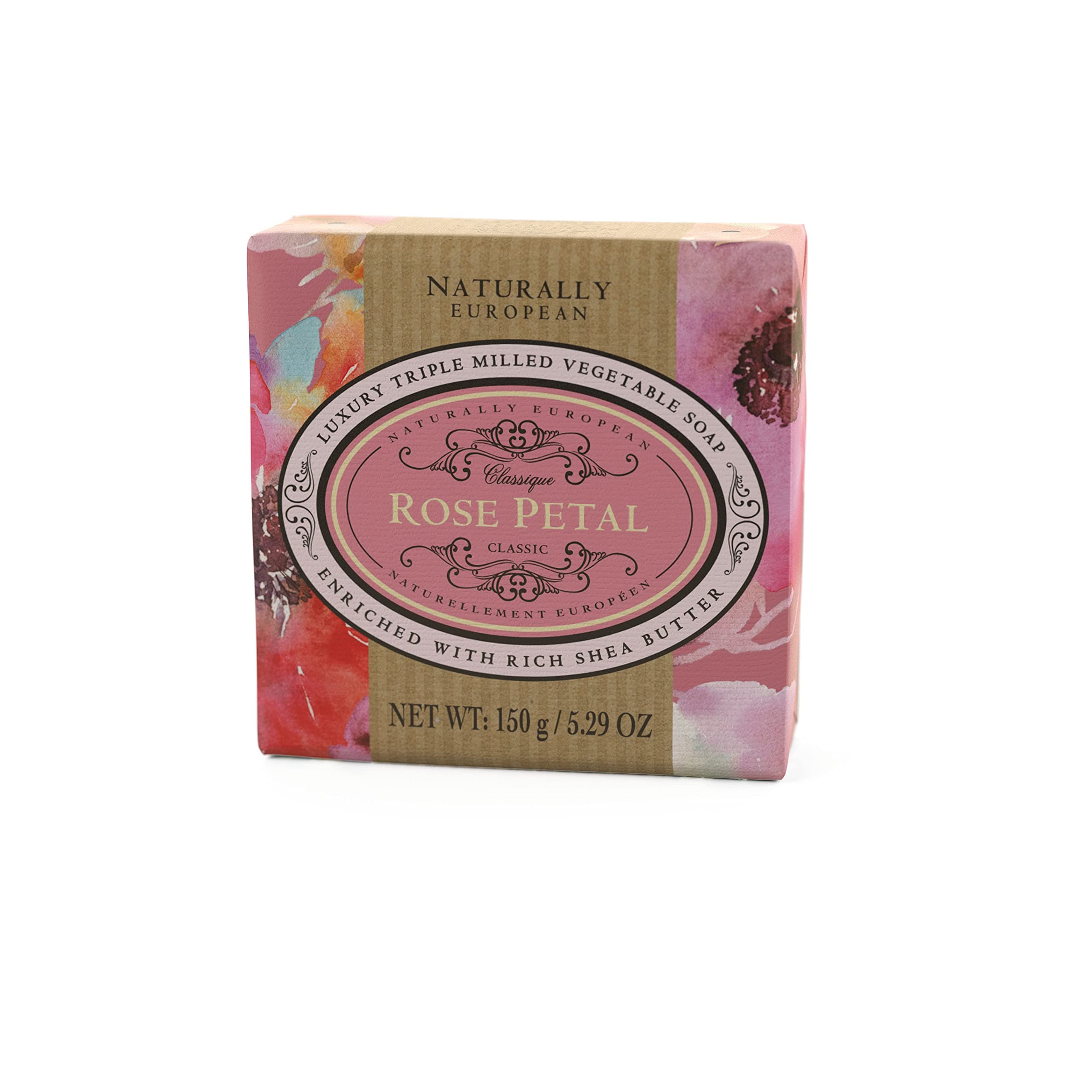 Naturally European Soap Rose Petal 150G Wrapped