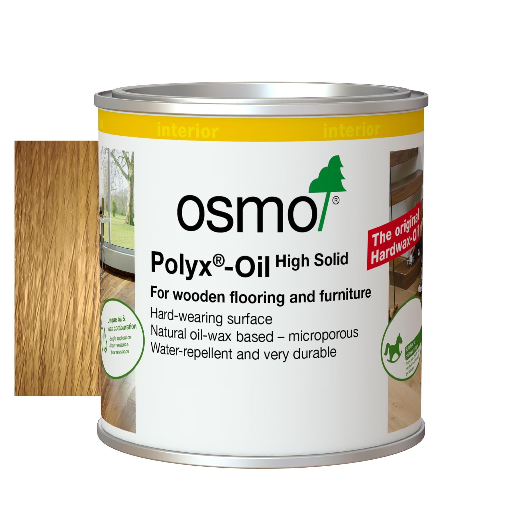Polyx®-Oil - Hard Wax Oil 3032, Clear Satin, 0.375L - Durable Wood Oil for Wooden Furniture, Water-Resistant Floor Wax, Wood Treatment & Wood Finish - Ideal for Oak, Pine, Spruce, Beech & More