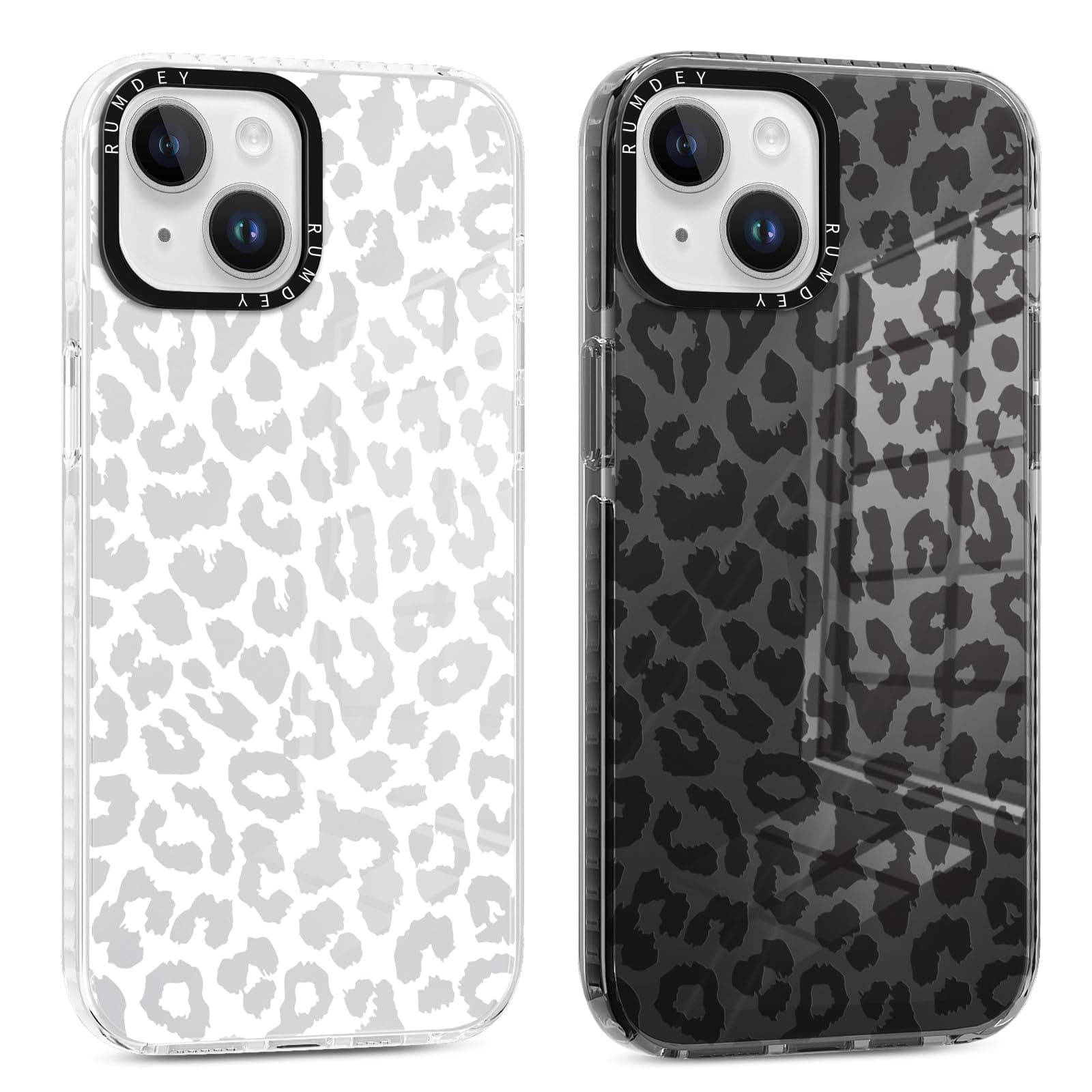 RUMDEY 2 Pack Cheetah Print Cases for Apple iPhone 13 / iPhone 14 Case 6.1 inch, Clear Cute Coquette Fashion Leopard Patterns for Girls Women Funda with Shockproof Protection Silicone Soft TPU Cover