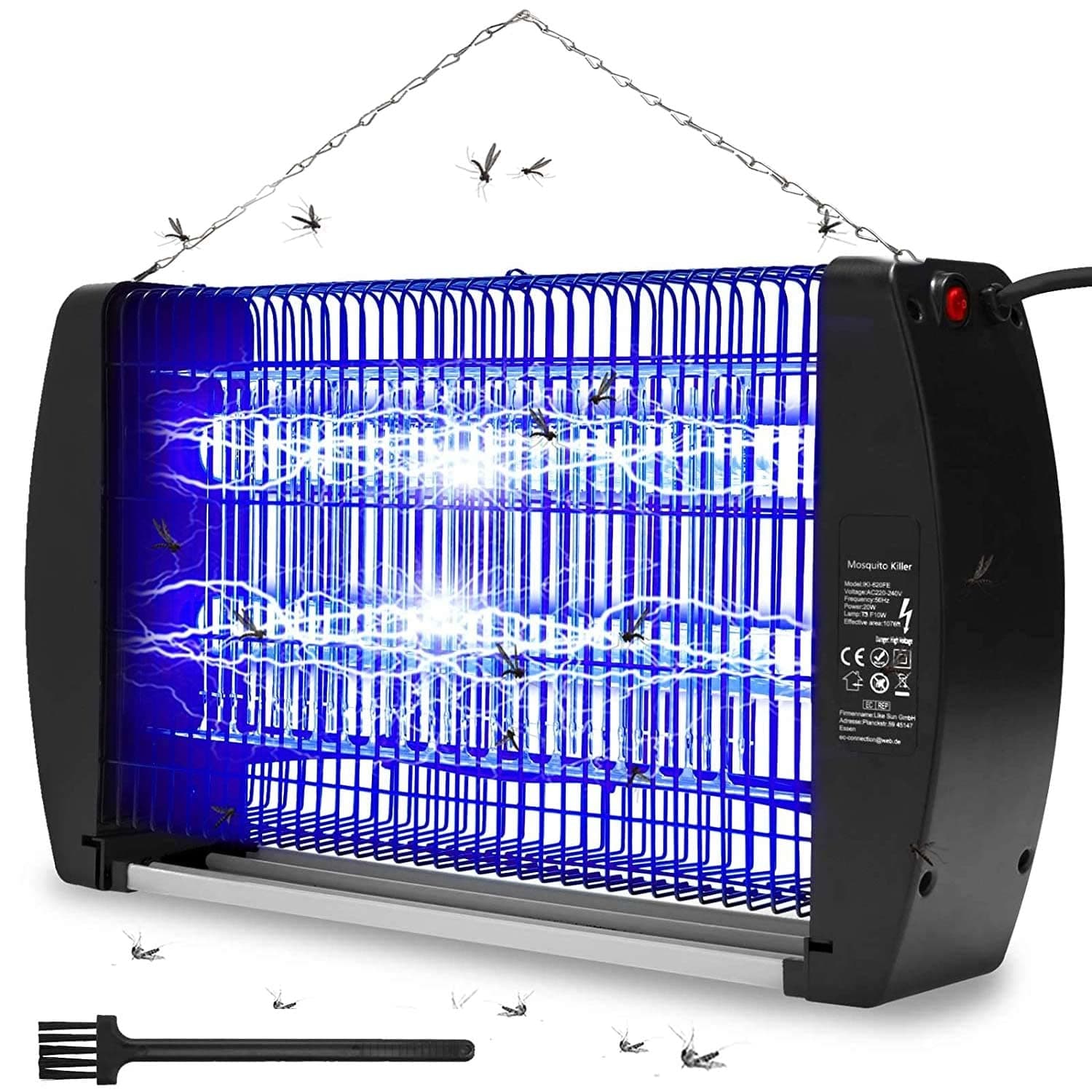 Fly Zapper, Fly Killer 20W UV 2200V High Powered, Mosquito Killer Lamp with Metal Chain, Fly Zapper Electric Indoor Bug Zapper, Insect Killer for Garden Home Kitchen Indoor/Outdoor