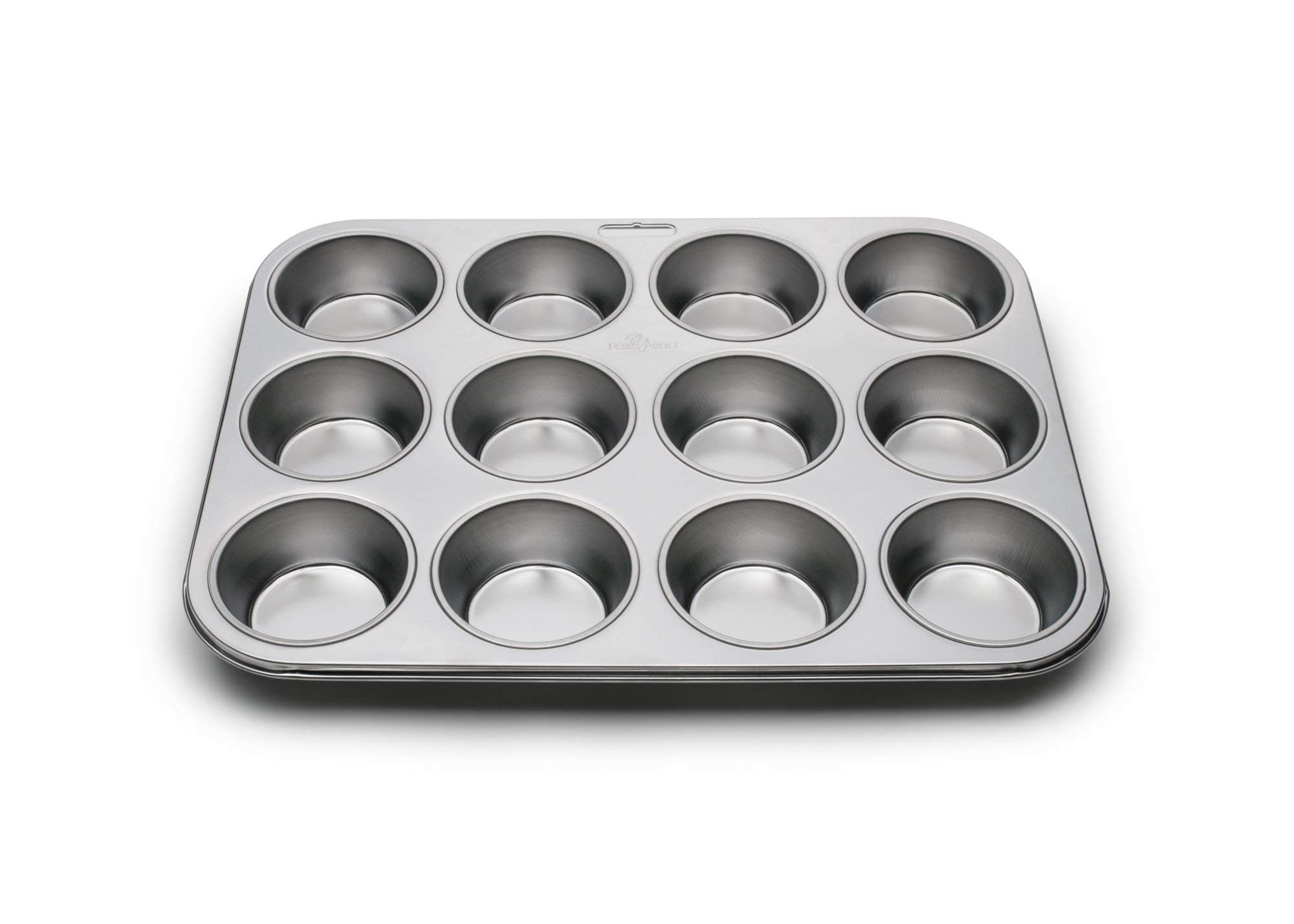 Fox Run 12-Cup Muffin Stainless Steel Baking Pans, 10.5 x 13.75 x 1.25 inches, Silver