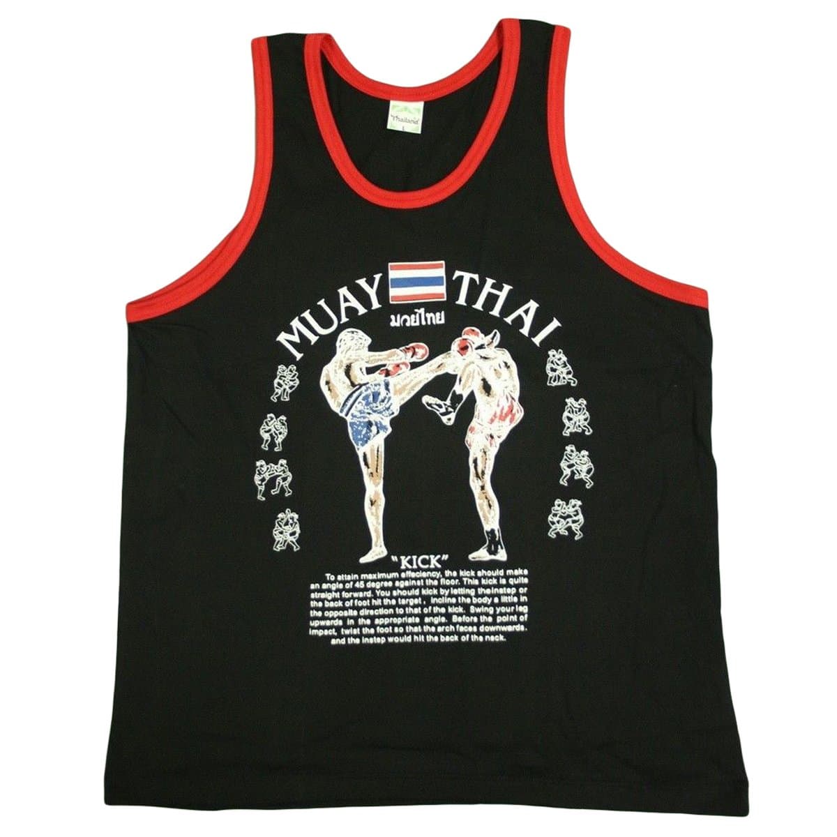 Men's Tank Top Singlet Vest Gym Muay Thai Men T-Shirt Cotton 100% Made in Thailand