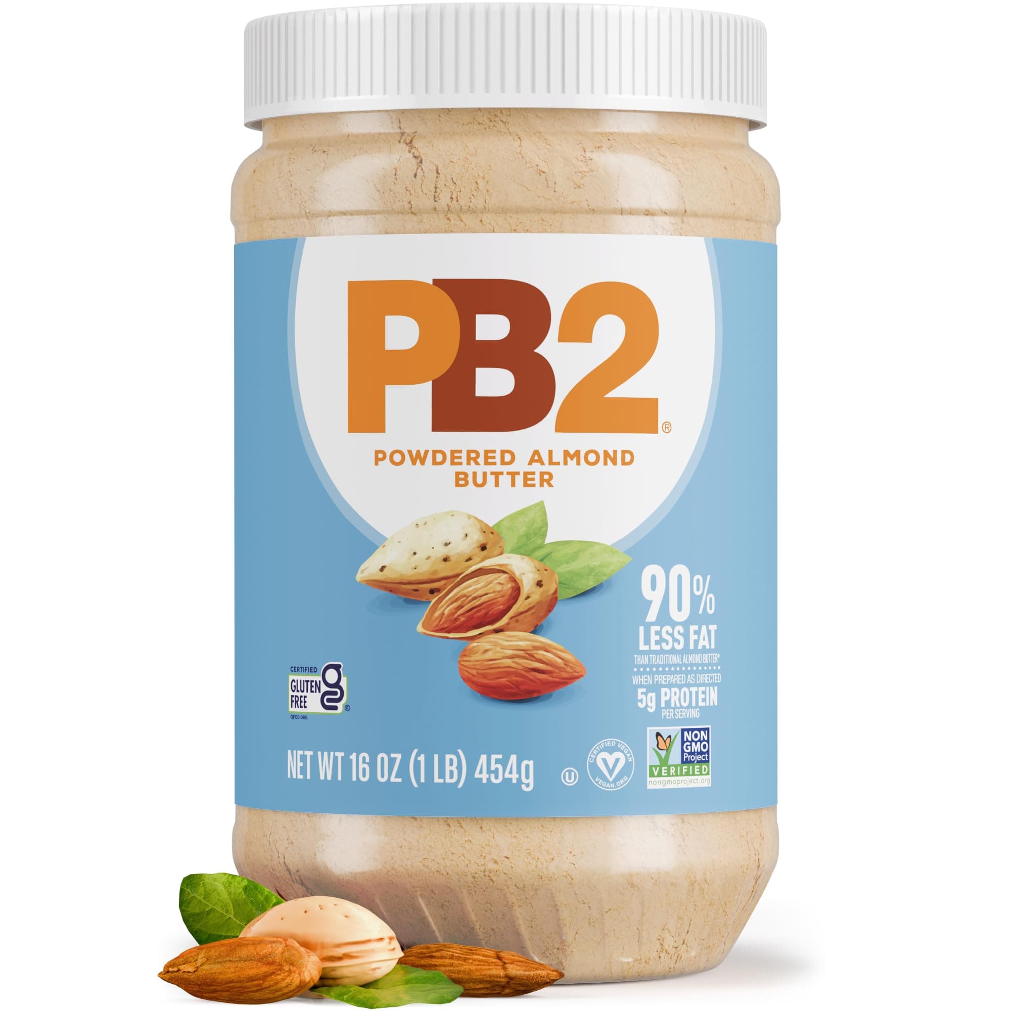 Powdered Roasted Almond Butter, 16oz Low-Fat Vegan Almond Powder, Low Carb Nut Butter, Non-GMO, Gluten Free, Kosher