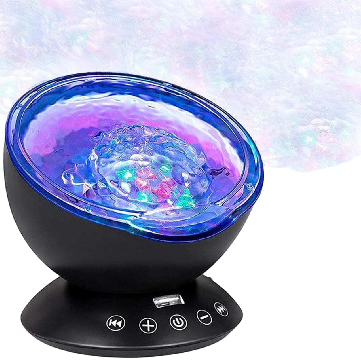Bright Autism Calming Sensory Sea Lamp - Night Light Projector for Kids, 7 Light Modes, Color Changing Music Player, Nature Relaxation Sounds