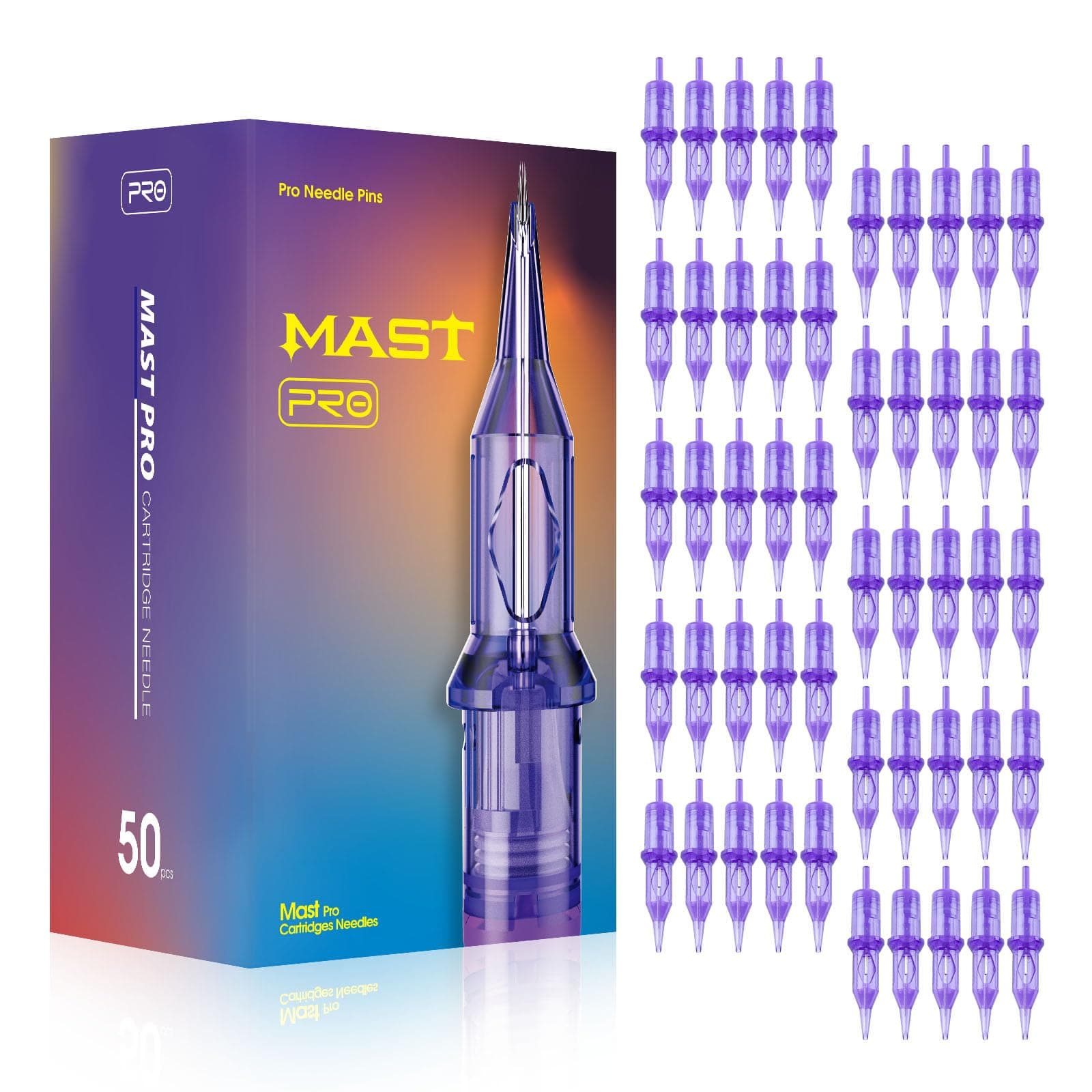 Mast Tattoo Needles Assorted 50Pcs Tattoo Cartridge Needles Round Liner #10 Mixed Sizes 1RL 3RL 5RL 7RL 9RL Disposable Membrane for Tattoo Gun