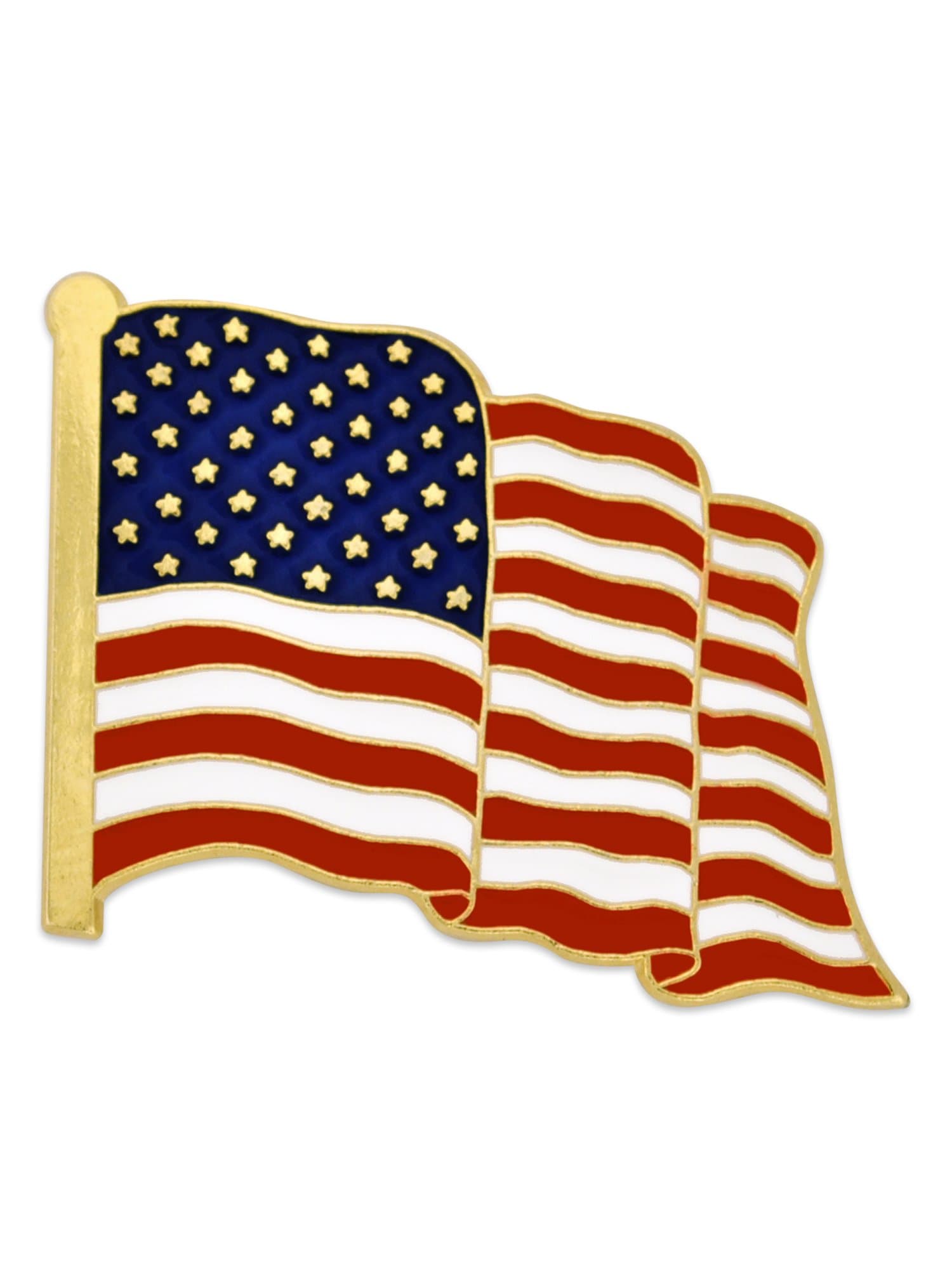 American Flag Lapel Pin – Made in the USA - Gold Color Plated or Nickel Plated Enamel Pin – Patriotic Rectangular or Waving United States Country for Coats, Suit Jackets and Lanyards
