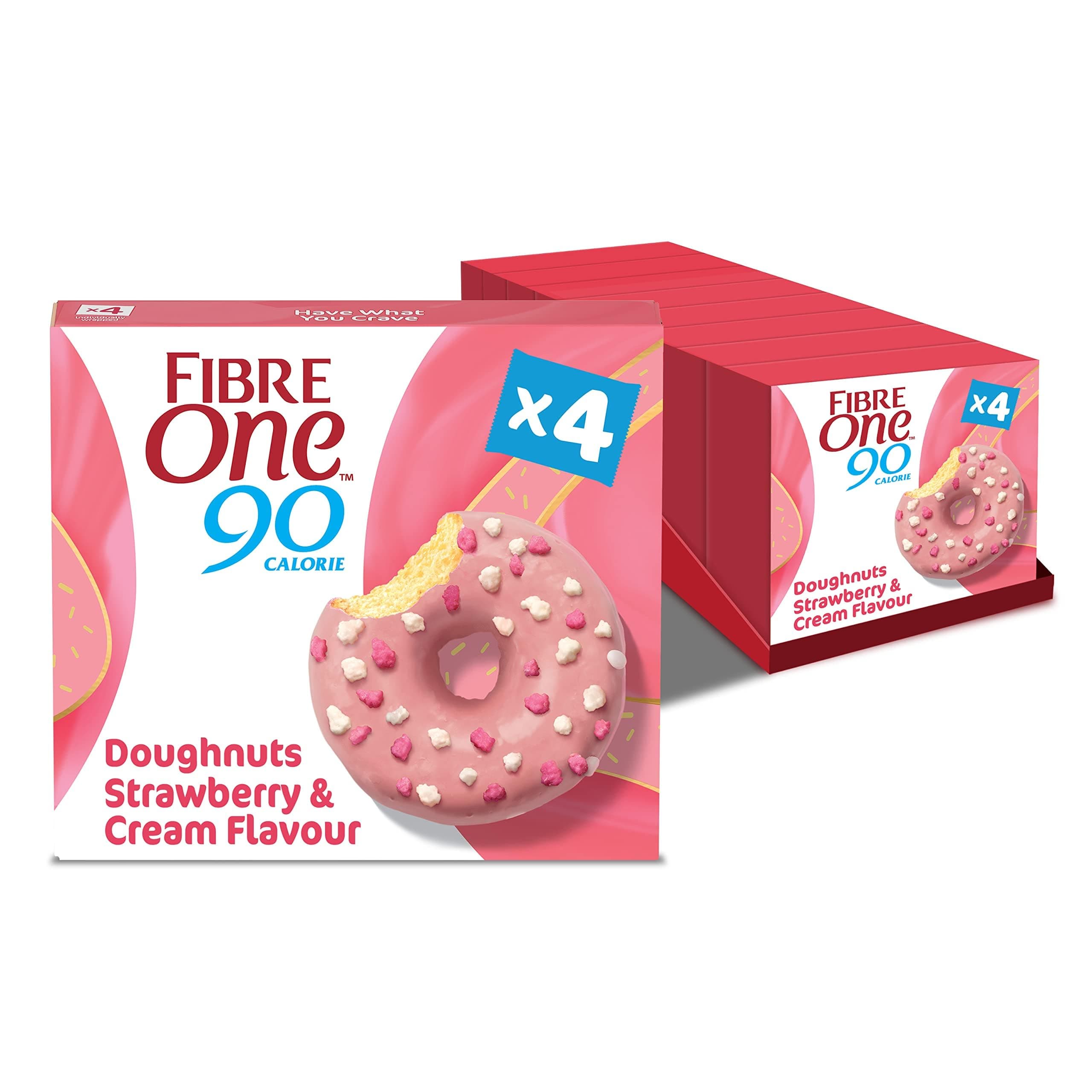 Fibre One 90 Calorie Doughnuts Strawberry & Cream Flavoured 4 x 23g (92g)