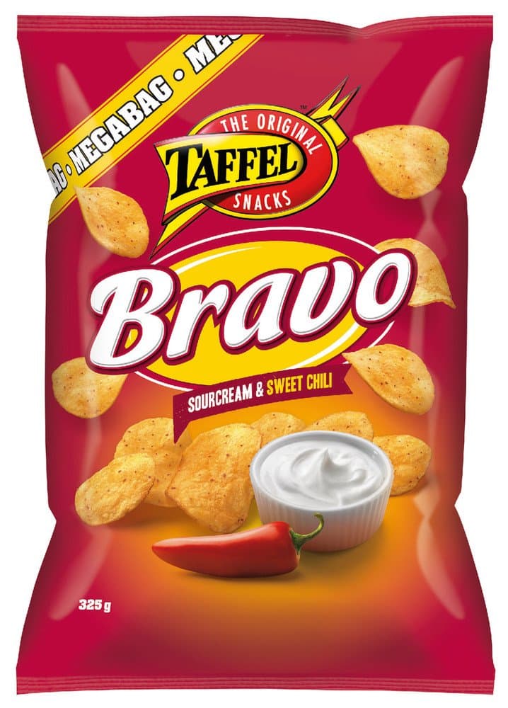 Taffel Bravo Sourcream & Sweet Chili - Original - Finnish - Potato Chips - Bag 325g