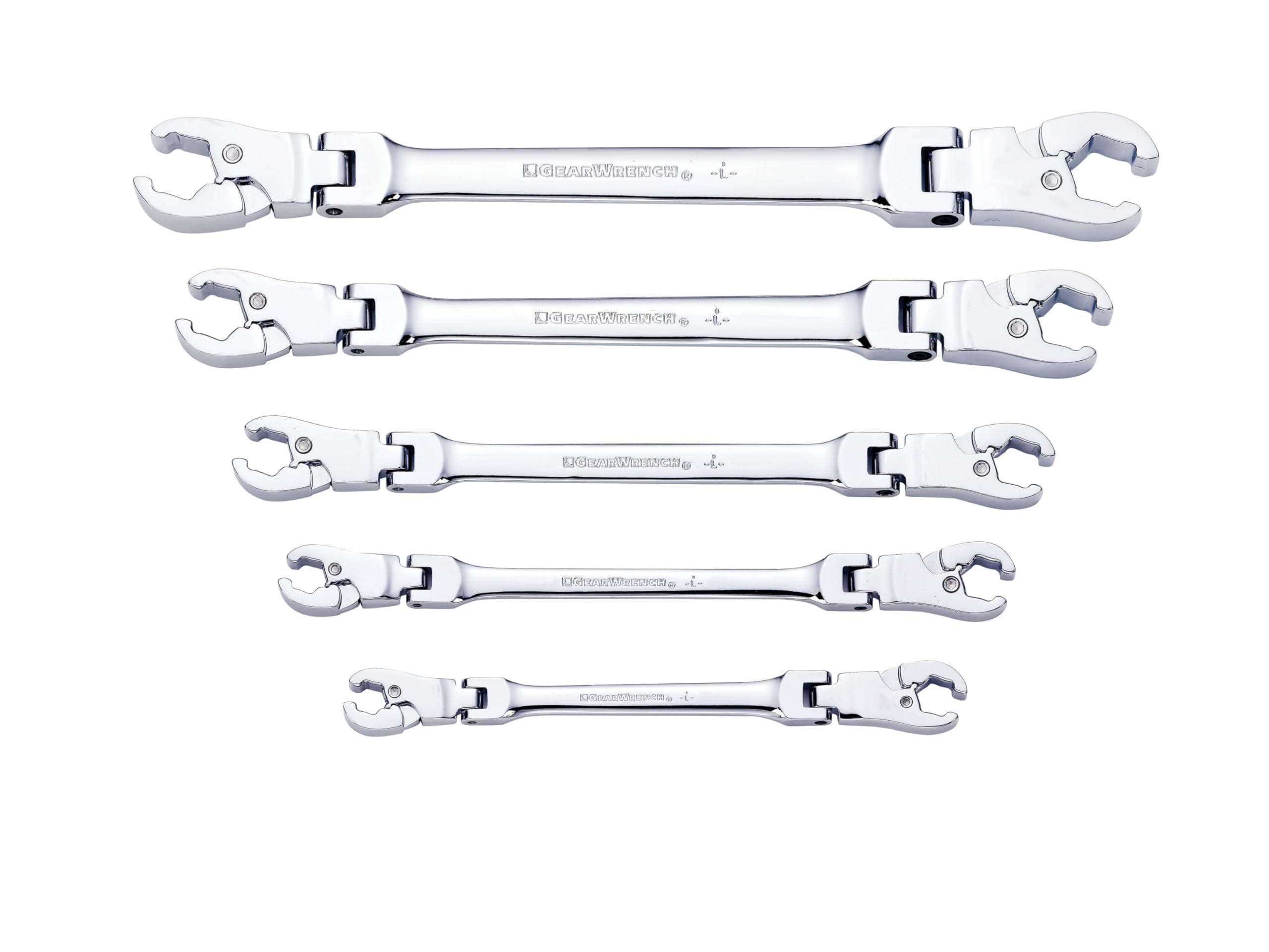 5 Pc. Ratcheting Flex Head Flare Nut Wrench Set, SAE - 89100