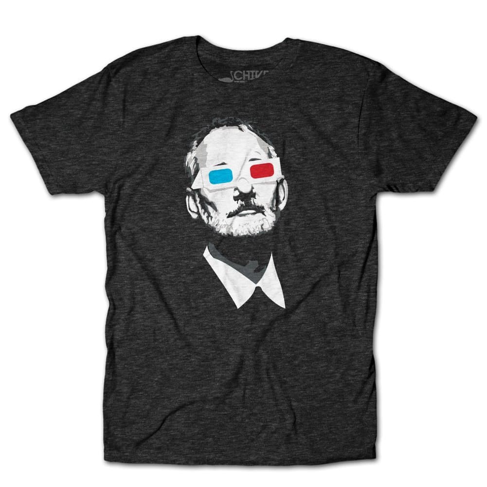 CHIVE TEES Mens Official Bill Murray 3D T-Shirt Tri-Charcoal (Large)