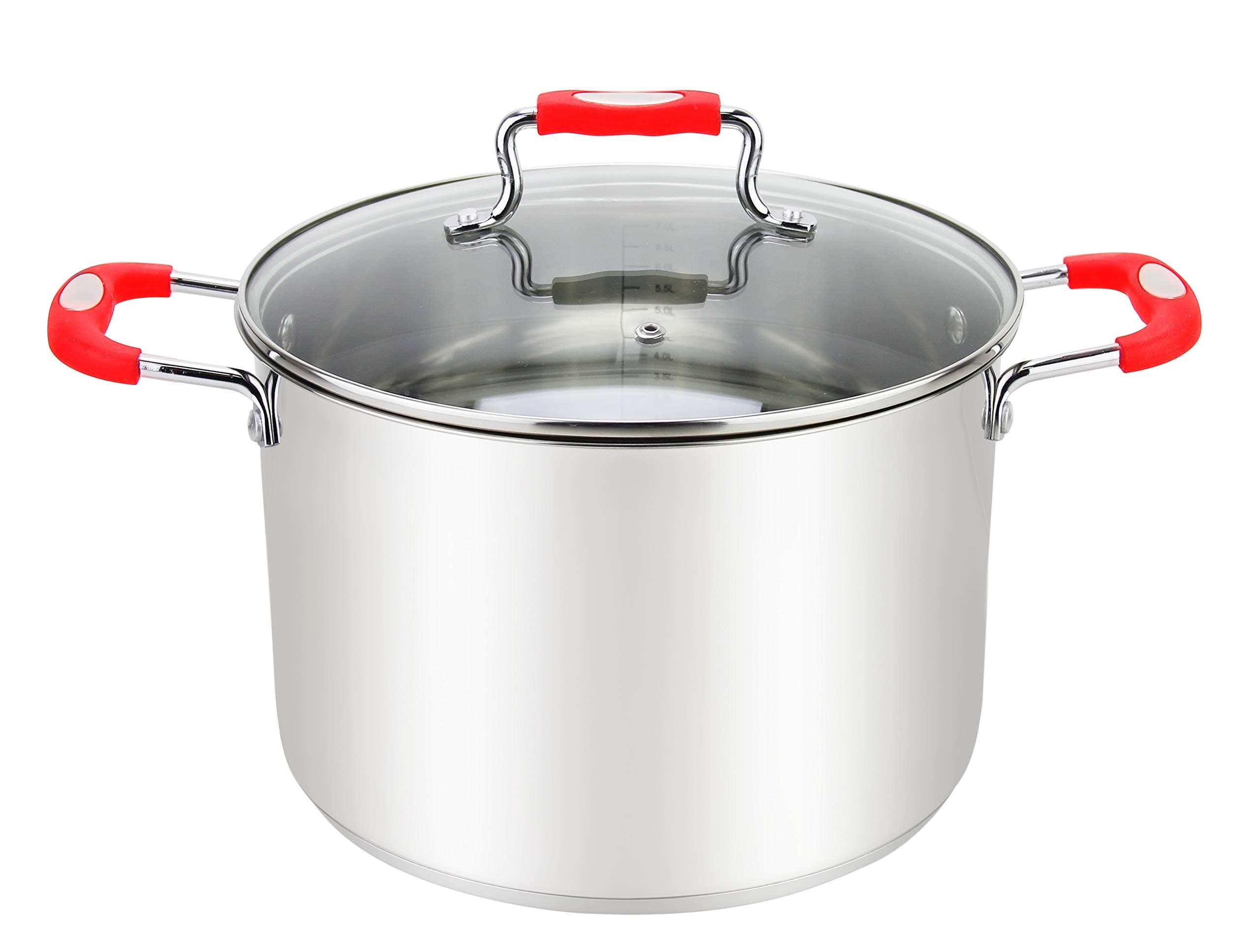 Millvado17-Quart Stainless Steel Stockpot: Large Cooking Pot for Soup, and Stew, Canning - Stock Pot With Clear Glass Lid - Urban Collection Mirrored Stock Pots - Induction Compatible Big Boiling Pot