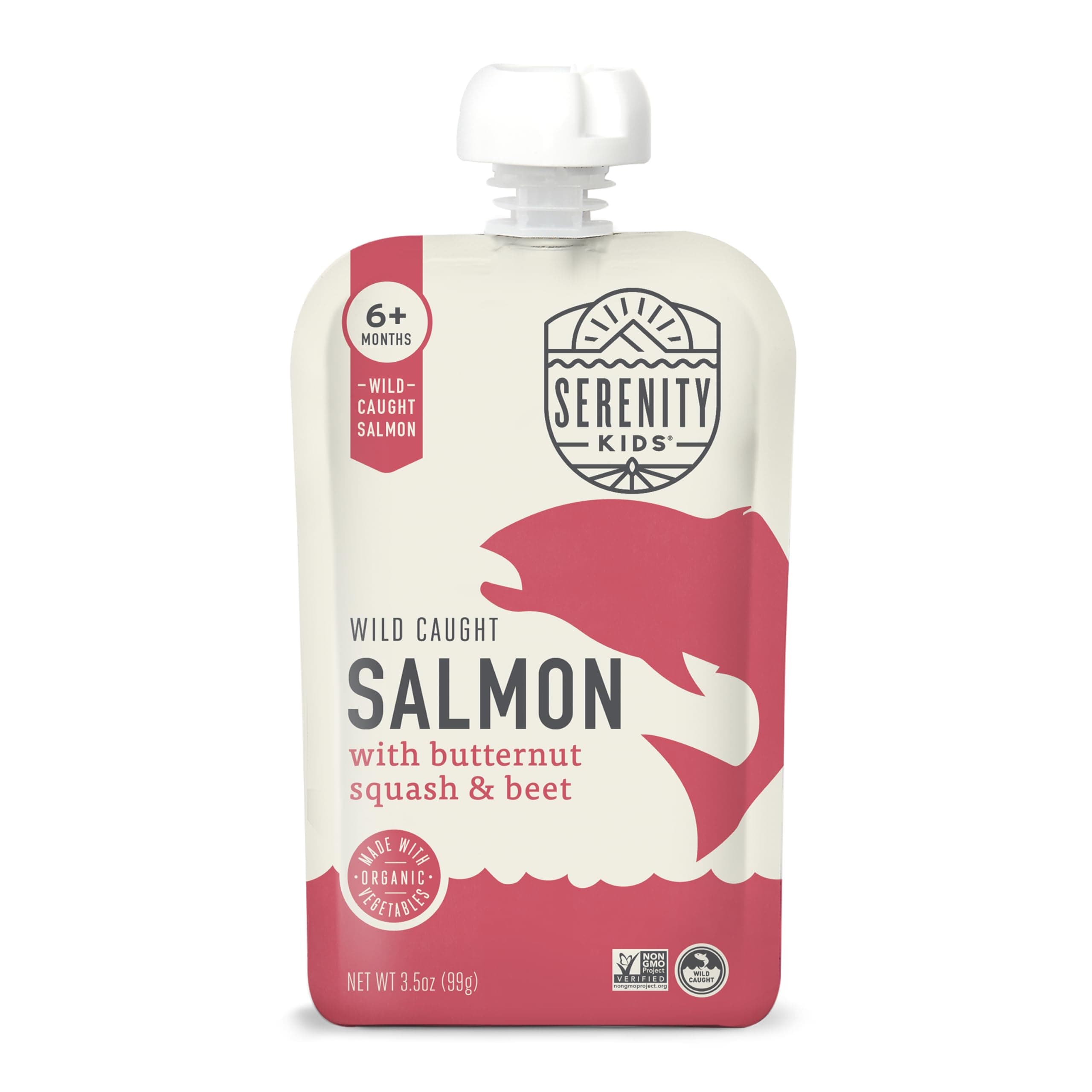 - Serenity Kids 6+ Months Salmon Baby Food Pouches - Wild-Caught Salmon & Butternut Squash - High-Protein Baby Snacks - No Sugar Added Toddler Meals - 3.5 Oz, Pack of 6