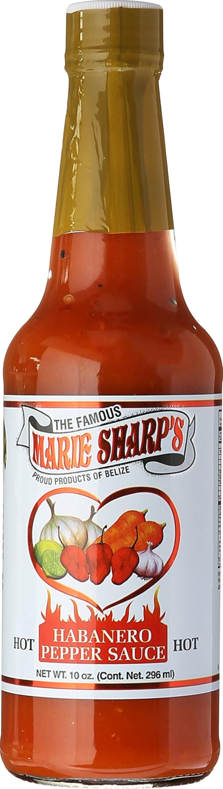 Marie Sharp's Hot Habanero Pepper Sauce, 10 oz – Authentic Belizean Hot Sauce with Fresh Red Habanero Peppers