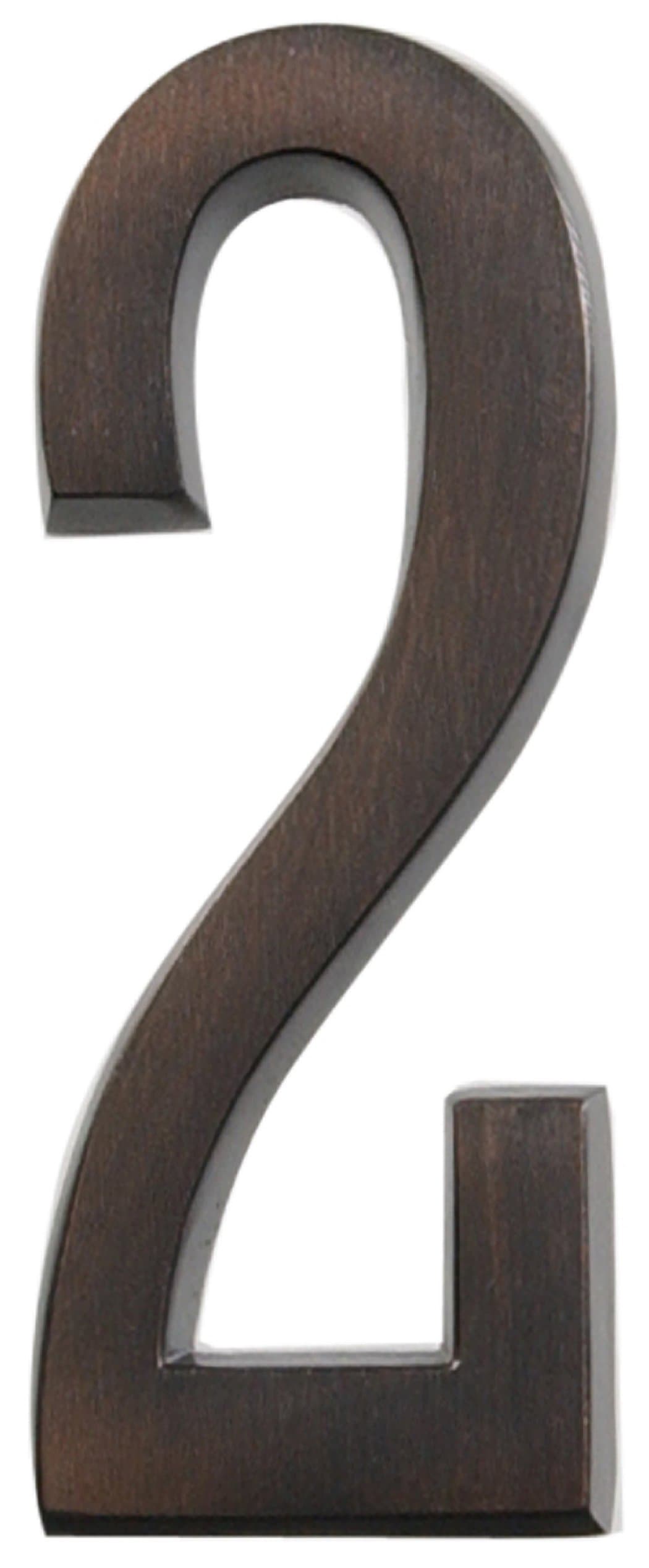 Distinctionsby Hillman 843256 4-Inch Die Cast Self-Adhesive House Address Plaque, Aged Bronze, Number 2