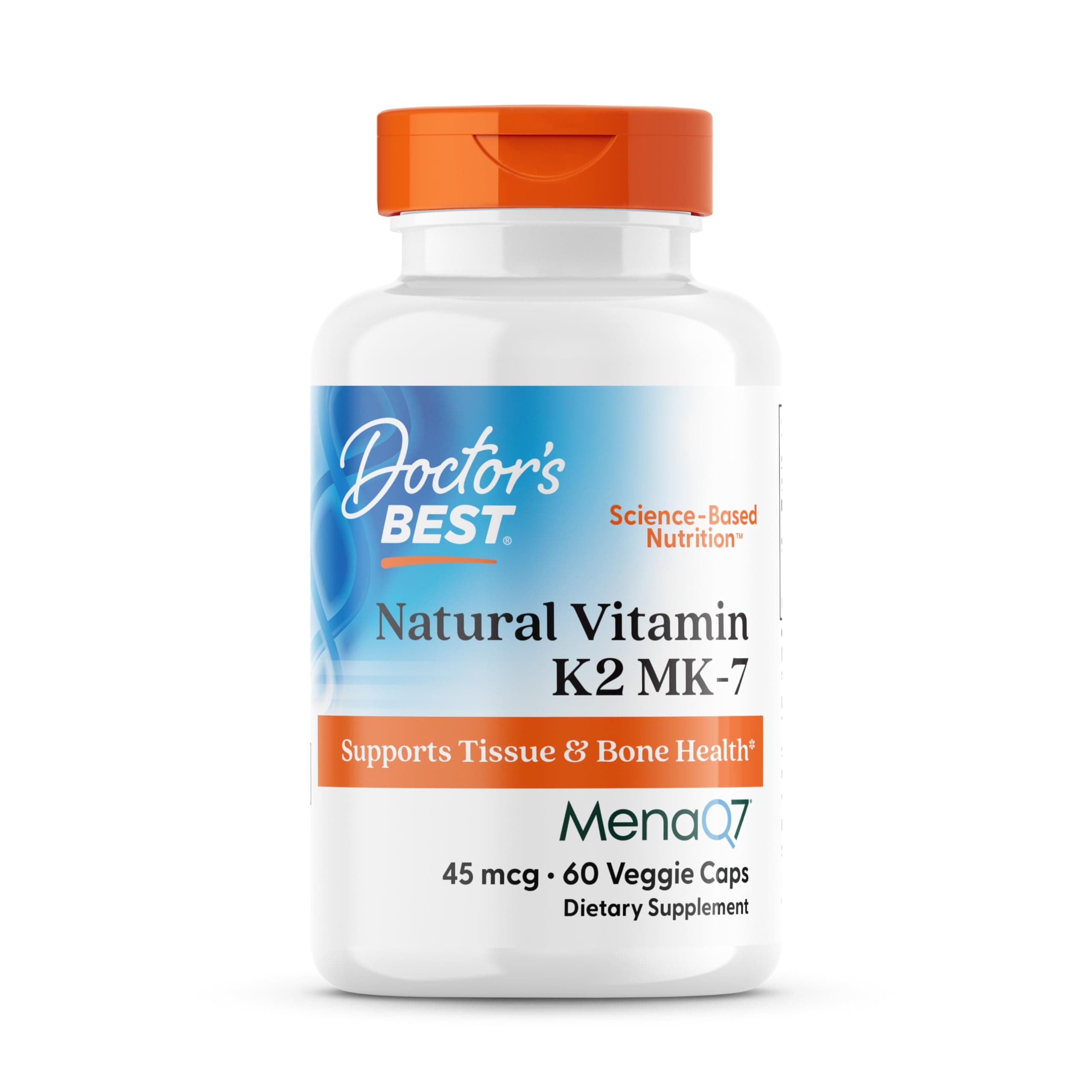 海外直送品 Doctors Best Natural Vitamin K2 Featuring MenaQ7, 60 VCaps 45 Mcg