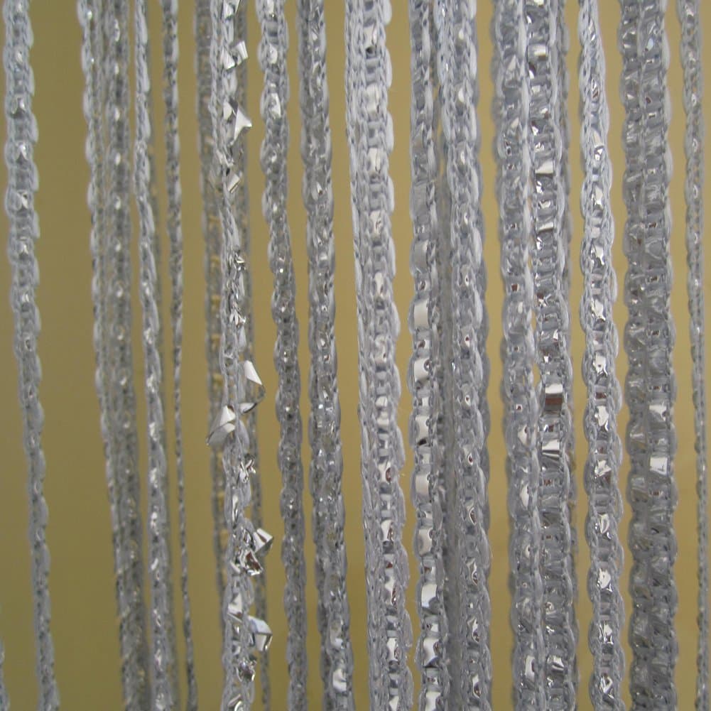 UGE Romantic Door String Thread Fringe Window Panel Rooms Divider Decorative Shinning Tassel Curtain Drape Strip Home Decoration(Silver Grey)
