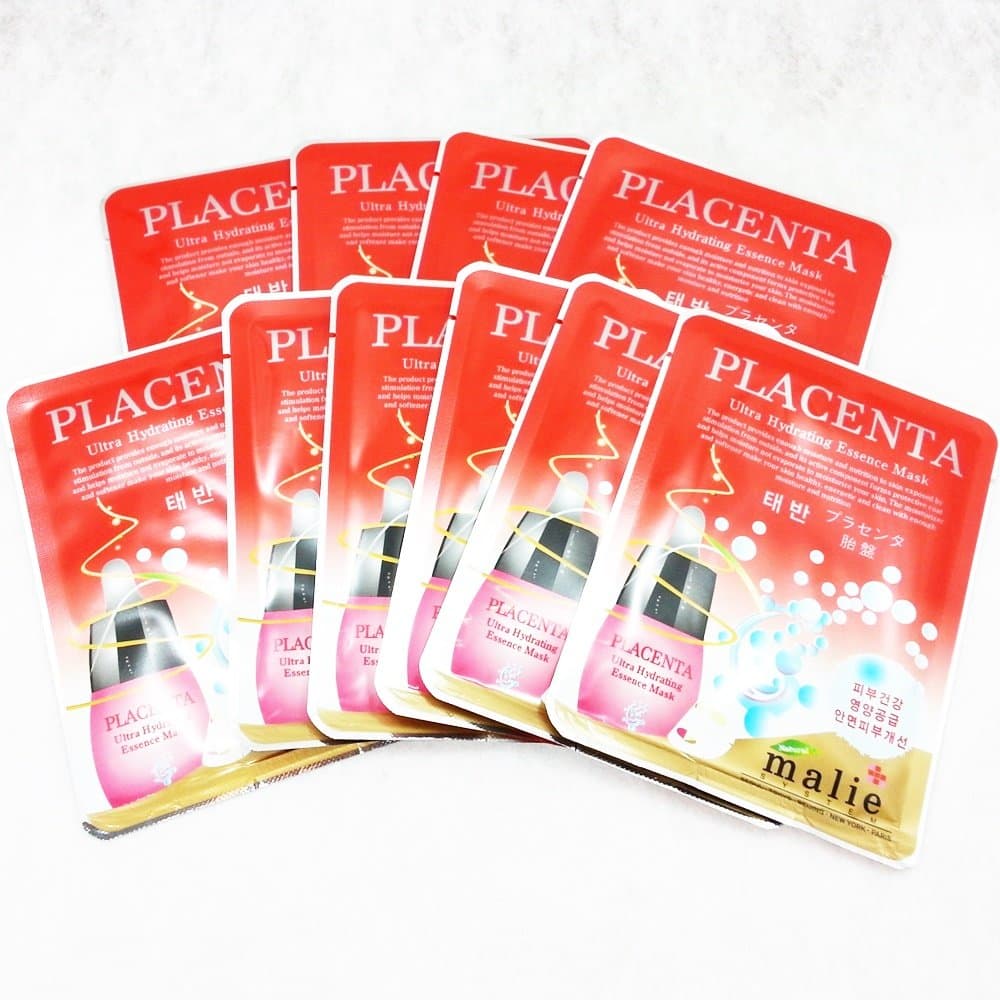 Korean Cosmetics Malie Placenta Hydrating Essence Face Mask 10Sheet
