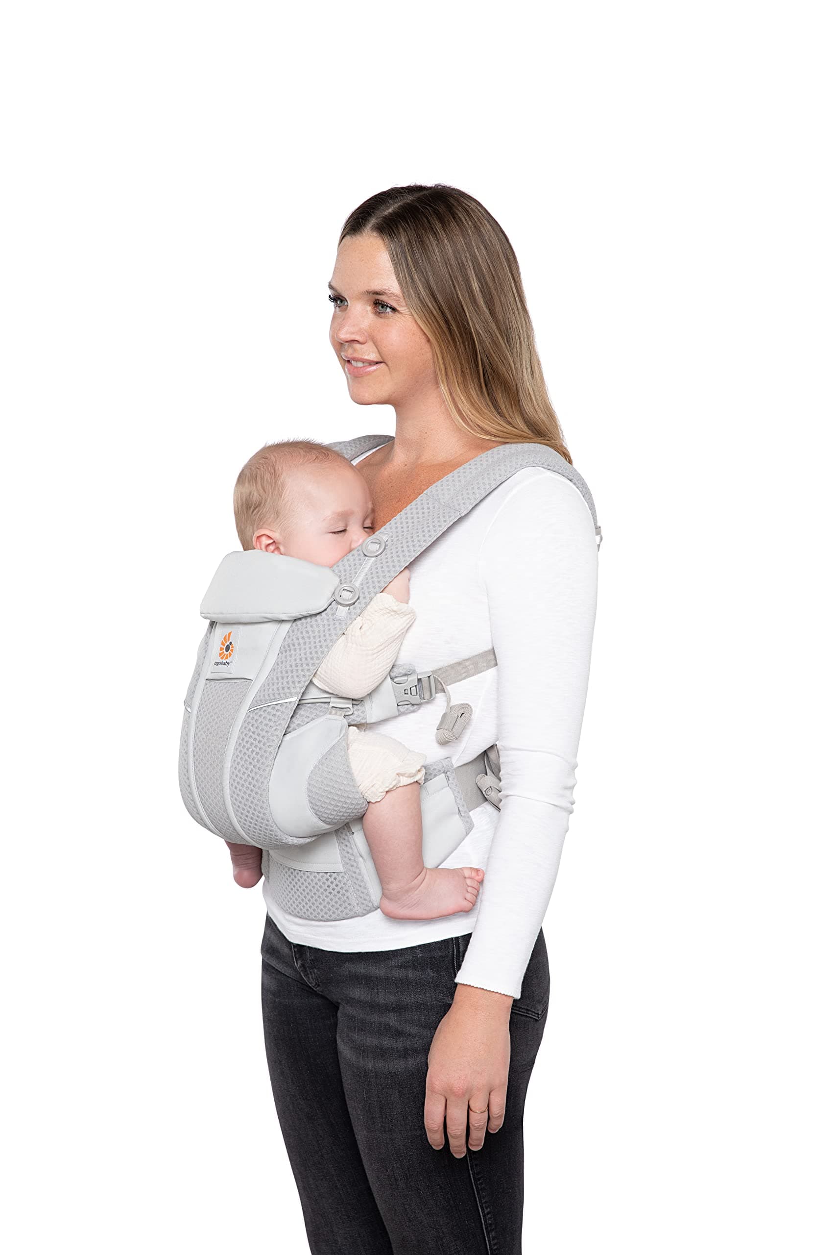 Ergobaby Omni Breeze Baby Carrier for Newborns from Birth up to 20 kg, 4 Positions SoftFlex Mesh Ergonomic Baby Belly Carrier Back Carrier Baby Carrier (Pearl Grey)