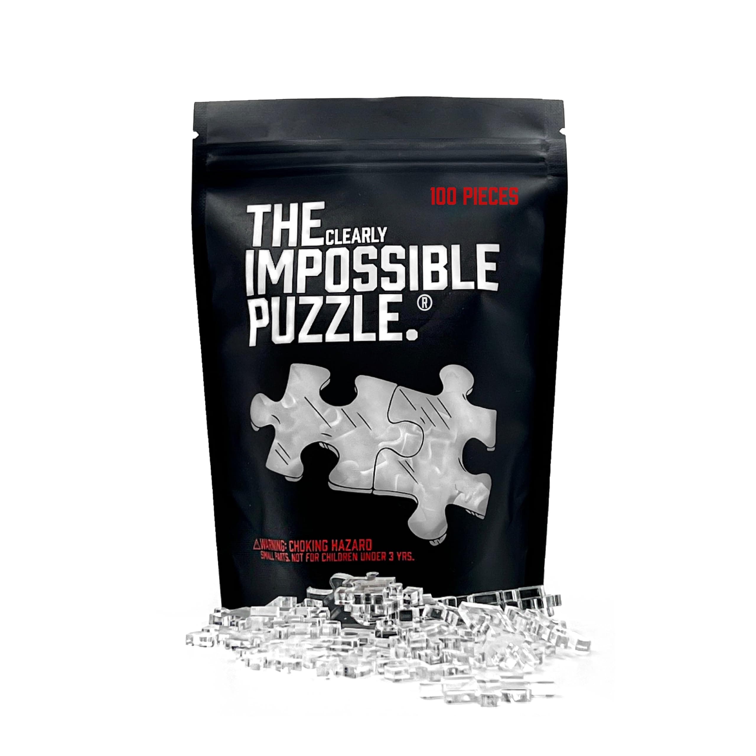 The Clearly Impossible Puzzle 100, 200, 500, 1000 Pieces Hard Puzzle for Adults Cool Difficult Clear Brain Teaser - Difficult Funny for Adults (100 Piece)