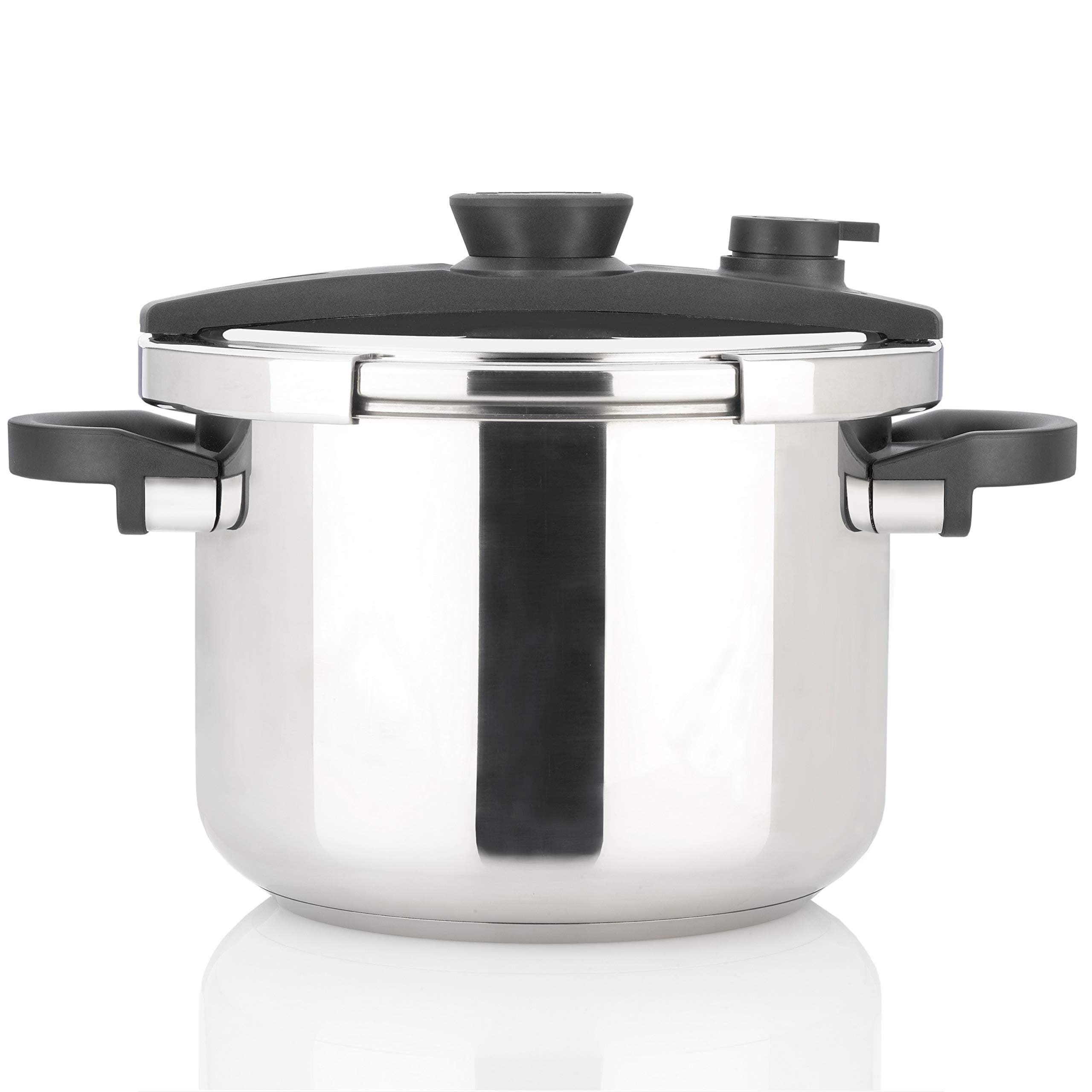 Zavor EZLock 8 Quart Dual-Setting Pressure Cooker with Universal Locking Mechanism and Accessories - Polished Stainless Steel (ZCWEZ04)