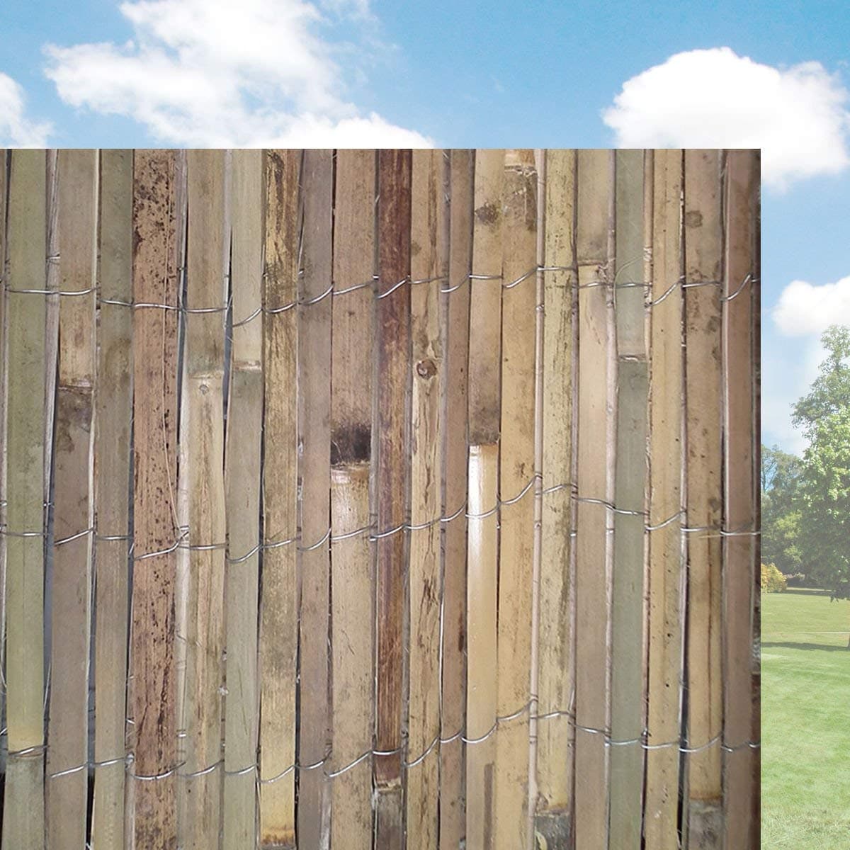 Bamboo Slat Natural Garden Fence Screening Roll Privacy Border Wind & Sun Protection 4.0m x 1.2m (13ft 1in x 3ft 11in)