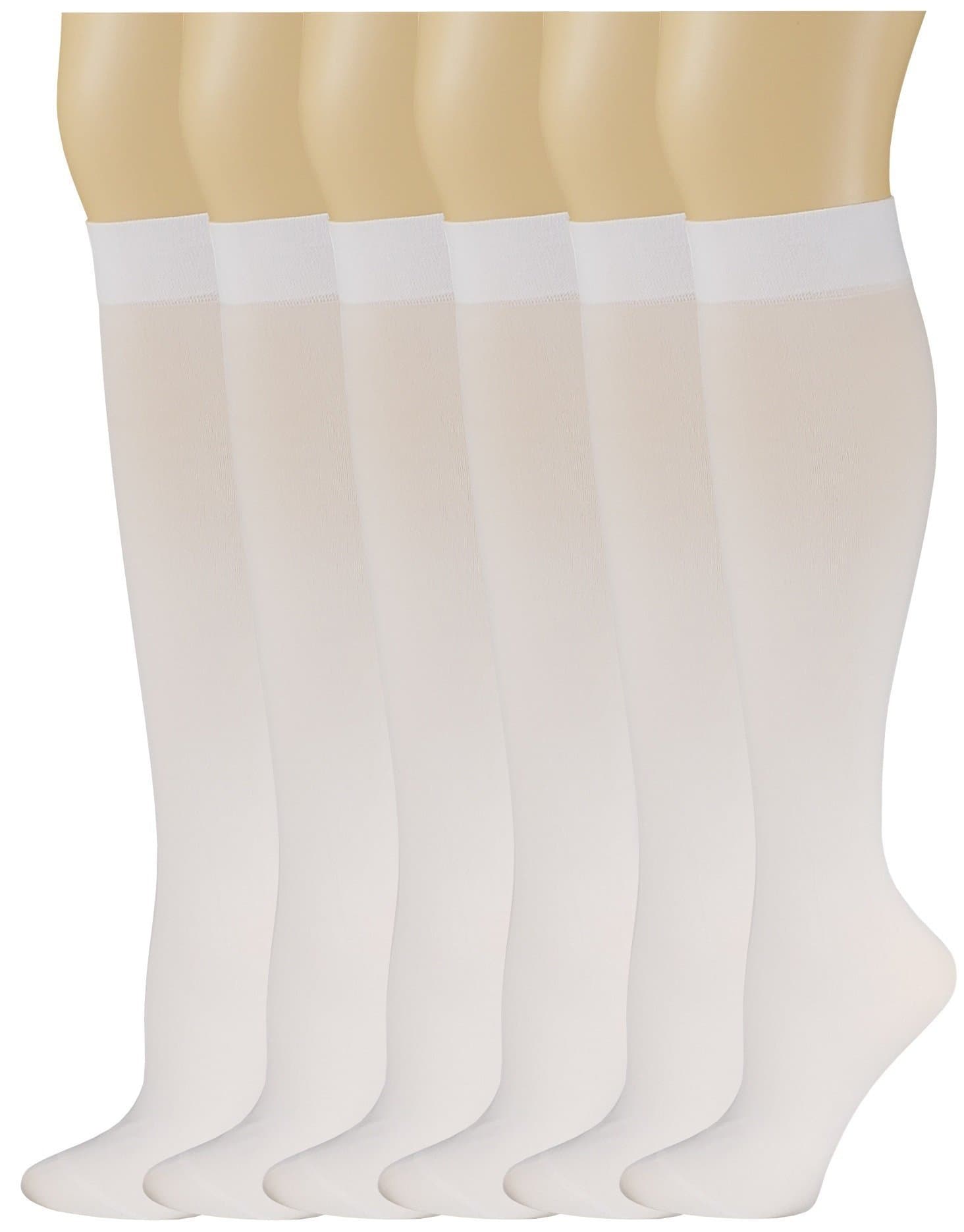 6 Pairs Women Opaque Stretchy Spandex Knee High Trouser Socks
