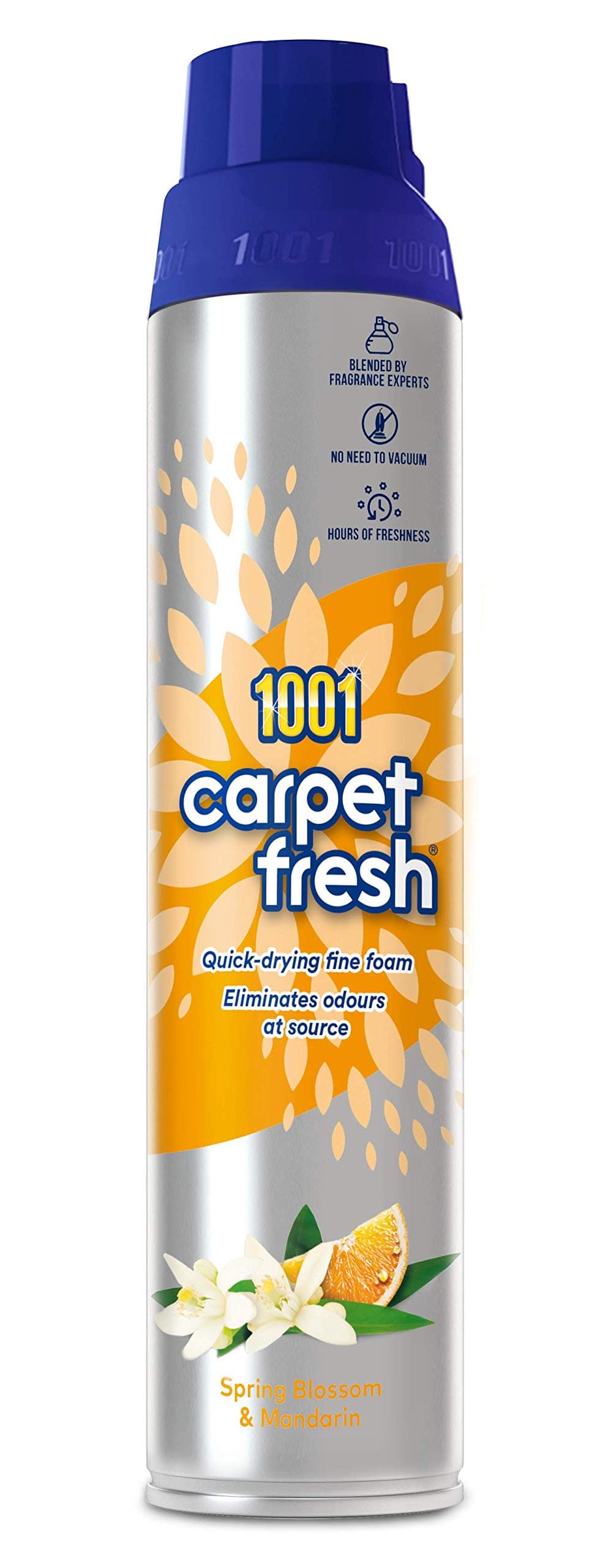 1001 Carpet Fresh Spray Spring Blossom & Mandarin Fragrance, Hours Of Freshness, For Use On Carpets, Rugs & Upholstery, 300ml Can