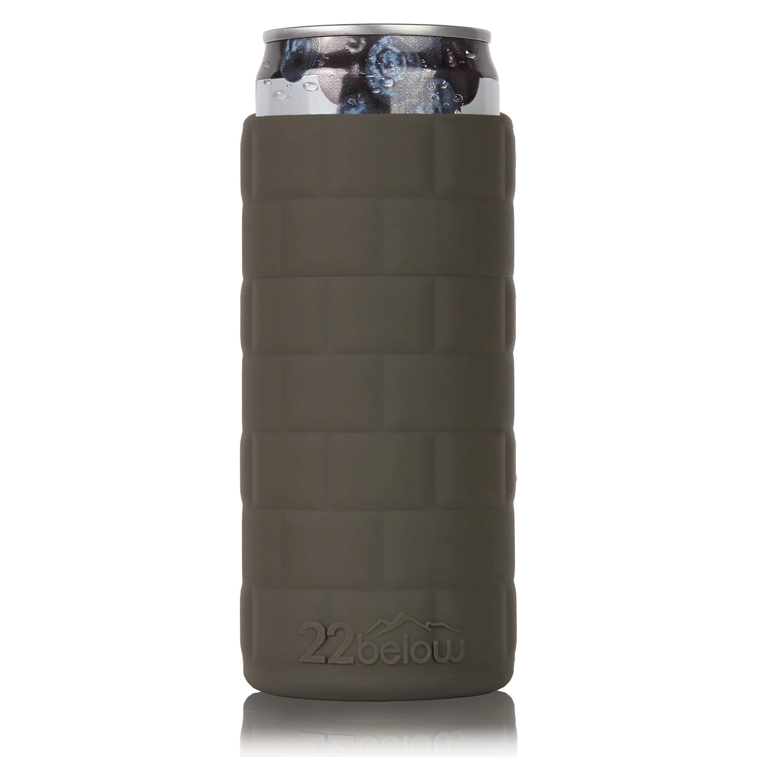 Slim Can Flexible Soft Touch Silicone Insulated Can Cooler - Single (Olive Green)