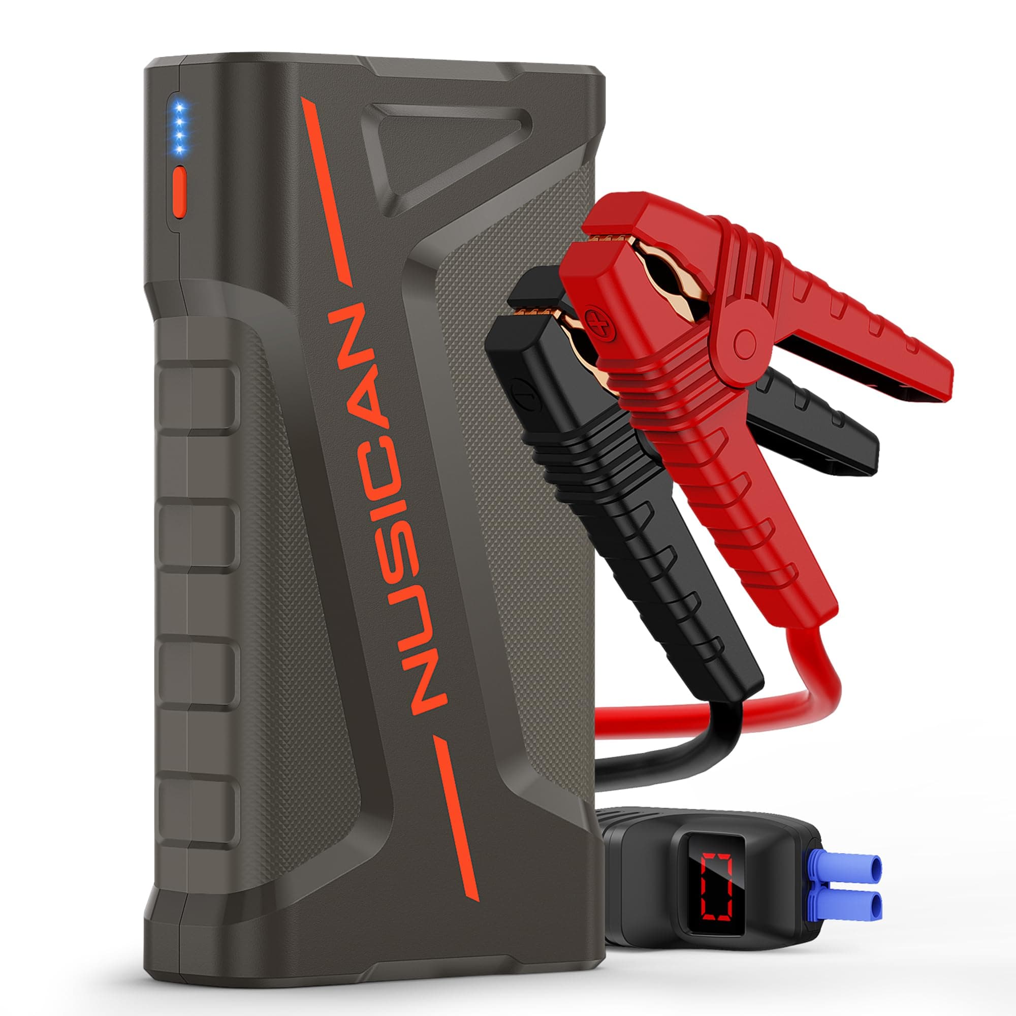 Car Battery Jump Starter, NUSICAN 2000A Portable Car Jump Starter Battery Pack (up to 7.5L Gas/5.5L Diesel Engine) 12V Jump Box for Car Battery with Safety Jumper Clamps, LED Lights, Compact