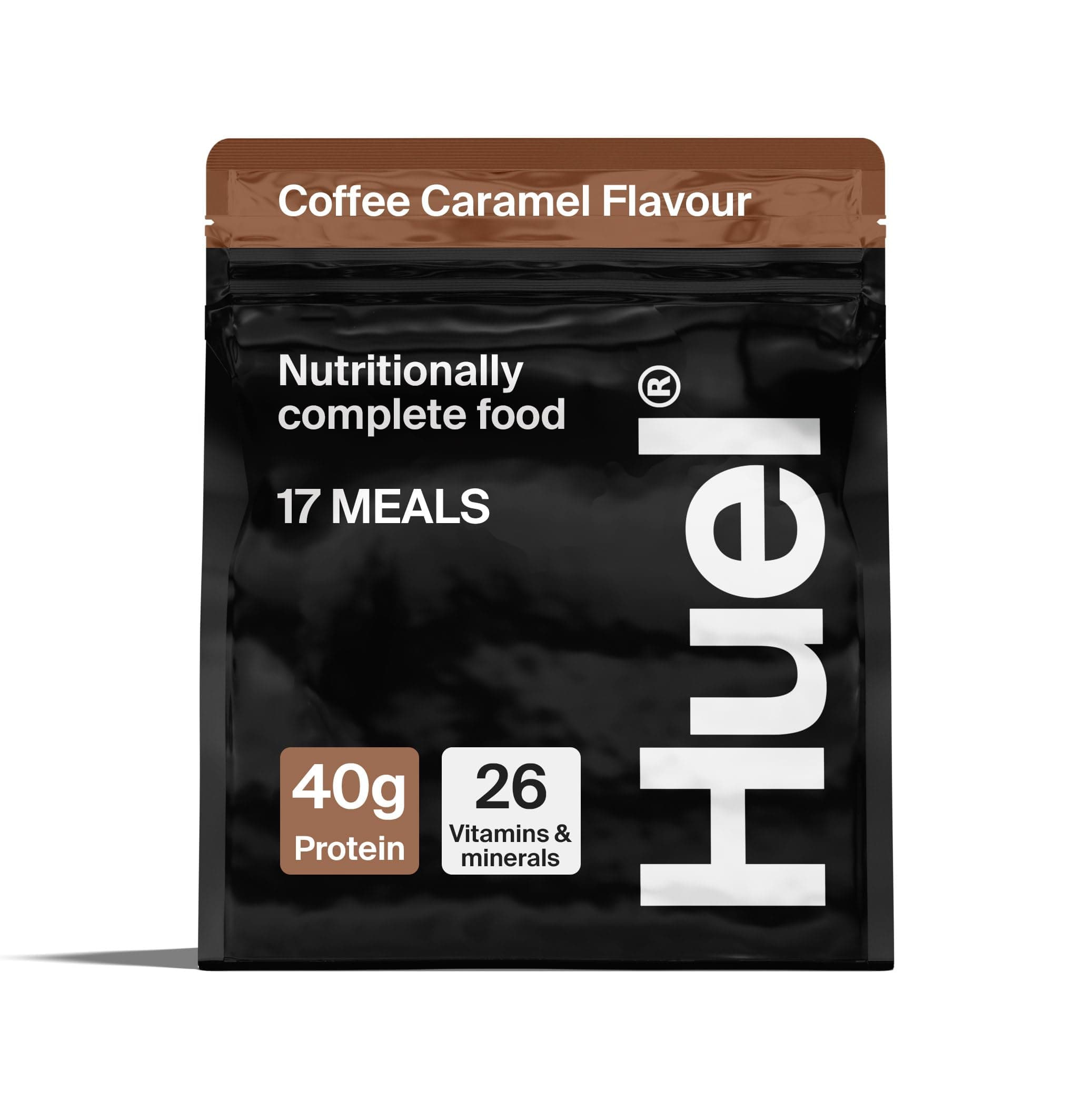 Black Edition High Protein Complete Meal Replacement, 17 Meals, Coffee Caramel Flavour, 40g of Protein Per Serving, Ready Meals, Vegan Protein Powder, Gluten-Free, Non-GMO