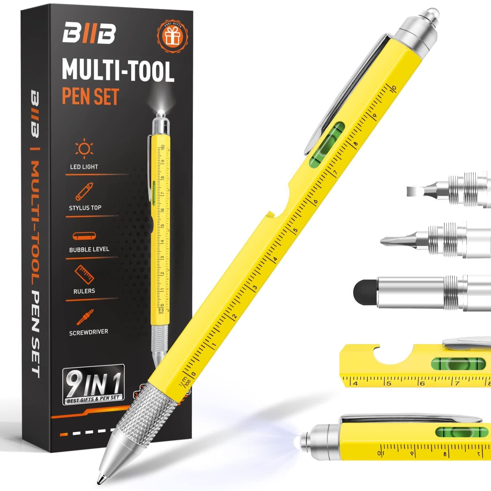 BIIB Easter Gifts for Men 9 in 1 Multitool Pen, Easter Basket Stuffers, Mens Gifts for Boyfriend Dad Him Husband, Dad Gifts from Daughter Son, Personalized Gifts Ideas, Tools Cool Gadgets