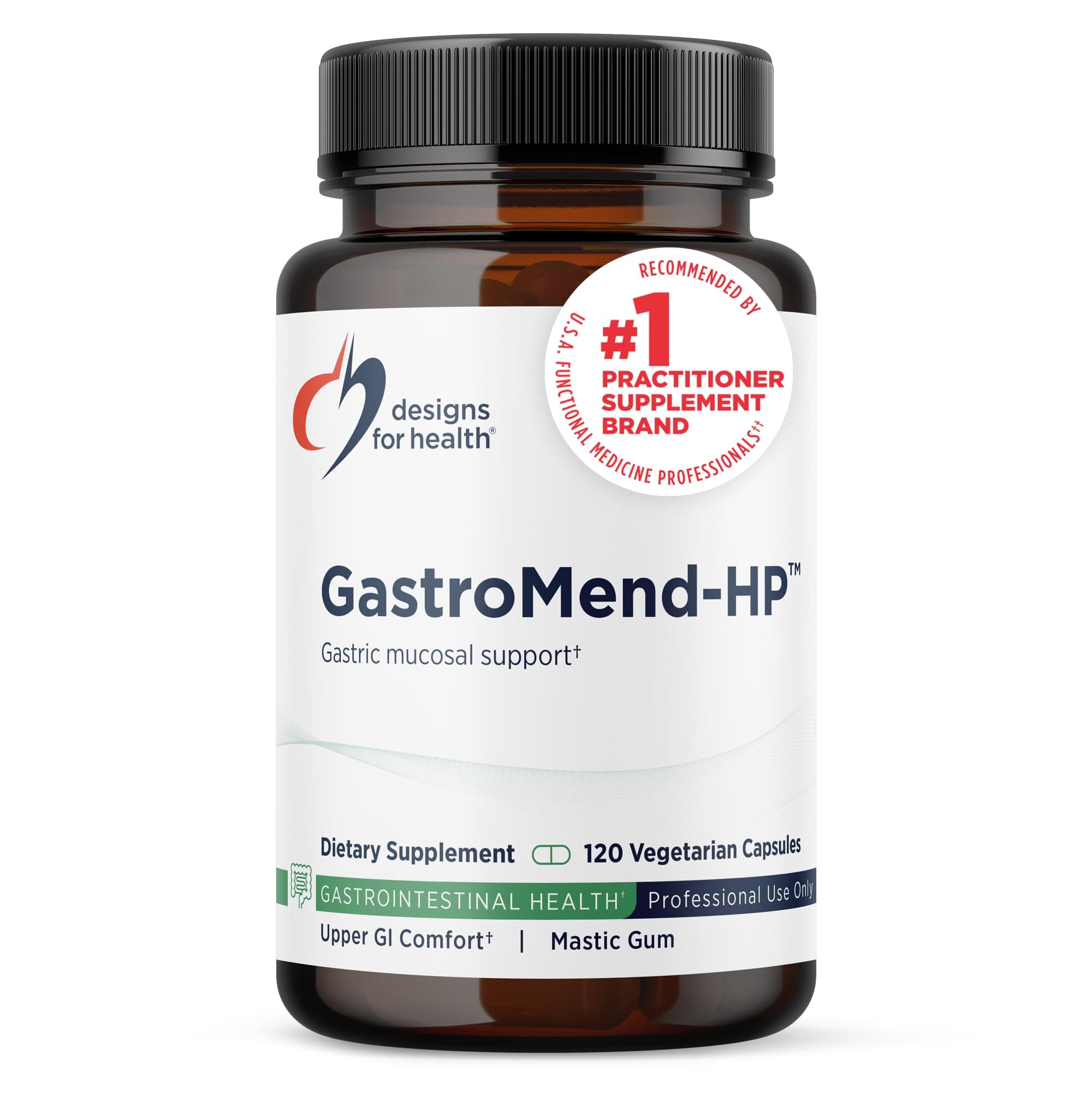Designs for Health GastroMend HP - Gut Health Supplements - Gut Mucosa Support with Mastic Gum + DGL Licorice + 'Vitamin U' - May Help Occasional Bloating or Upset Stomach - Vegan (120 Capsules)