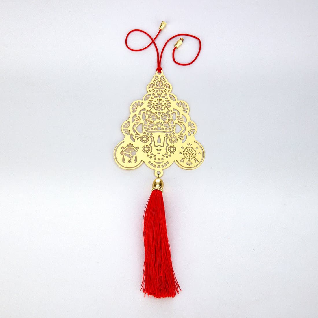 ADORAA Tirupati Balaji/Lord Venketeshwara Rear View Mirror Car Hanging Ornament/Perfect Car Charm Pendant/Amulet - Accessories for Car Décor in Brass for Divine Blessings & Safety/Protection