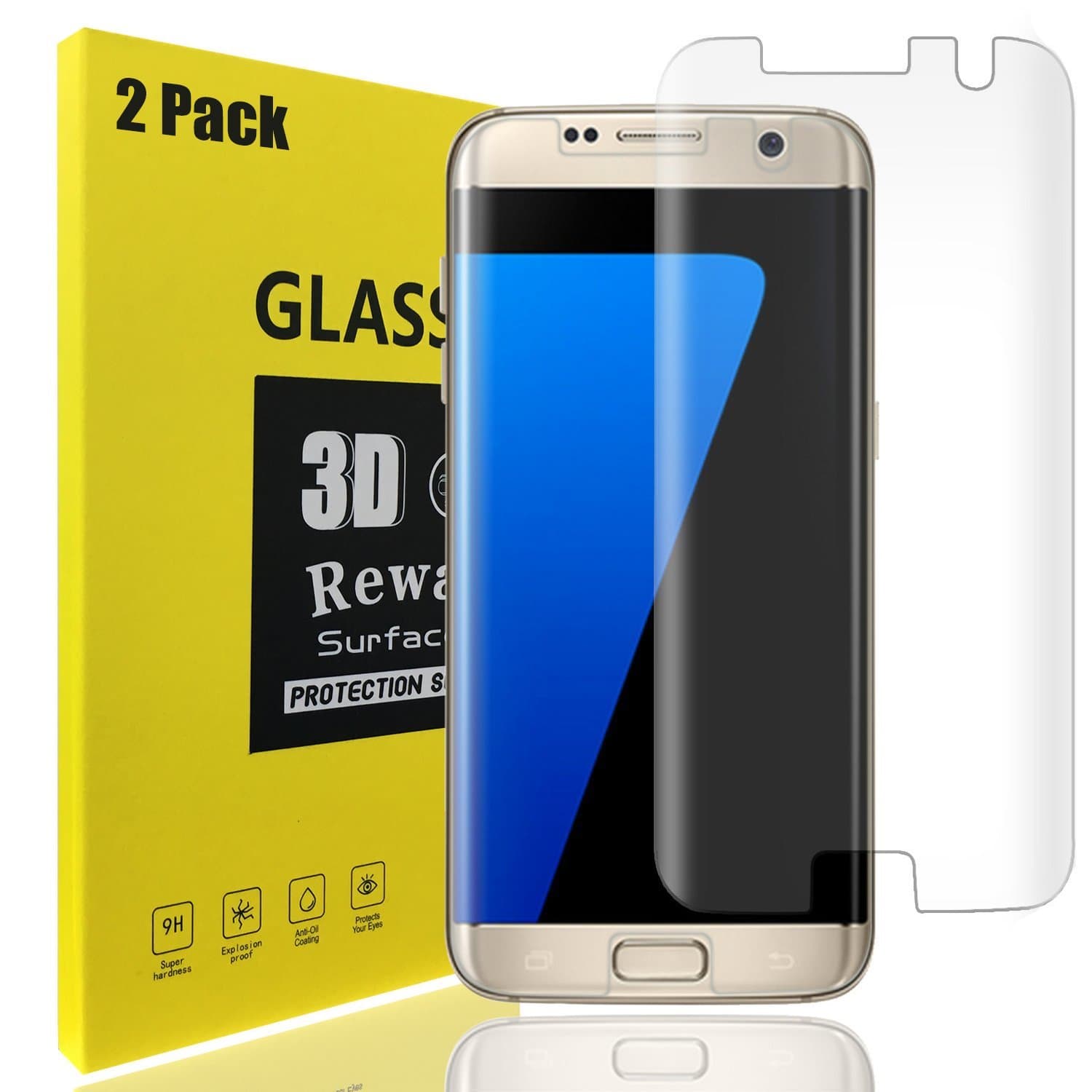 rgy-dfgggghhh Scarer Full Coverage, Case Friendly, Bubble-Free, Anti-Scratch, No Lifted Edges Wet Applied HD Clear Film Screen Protector for Samsung Galaxy S7 Edge - 2 Piece