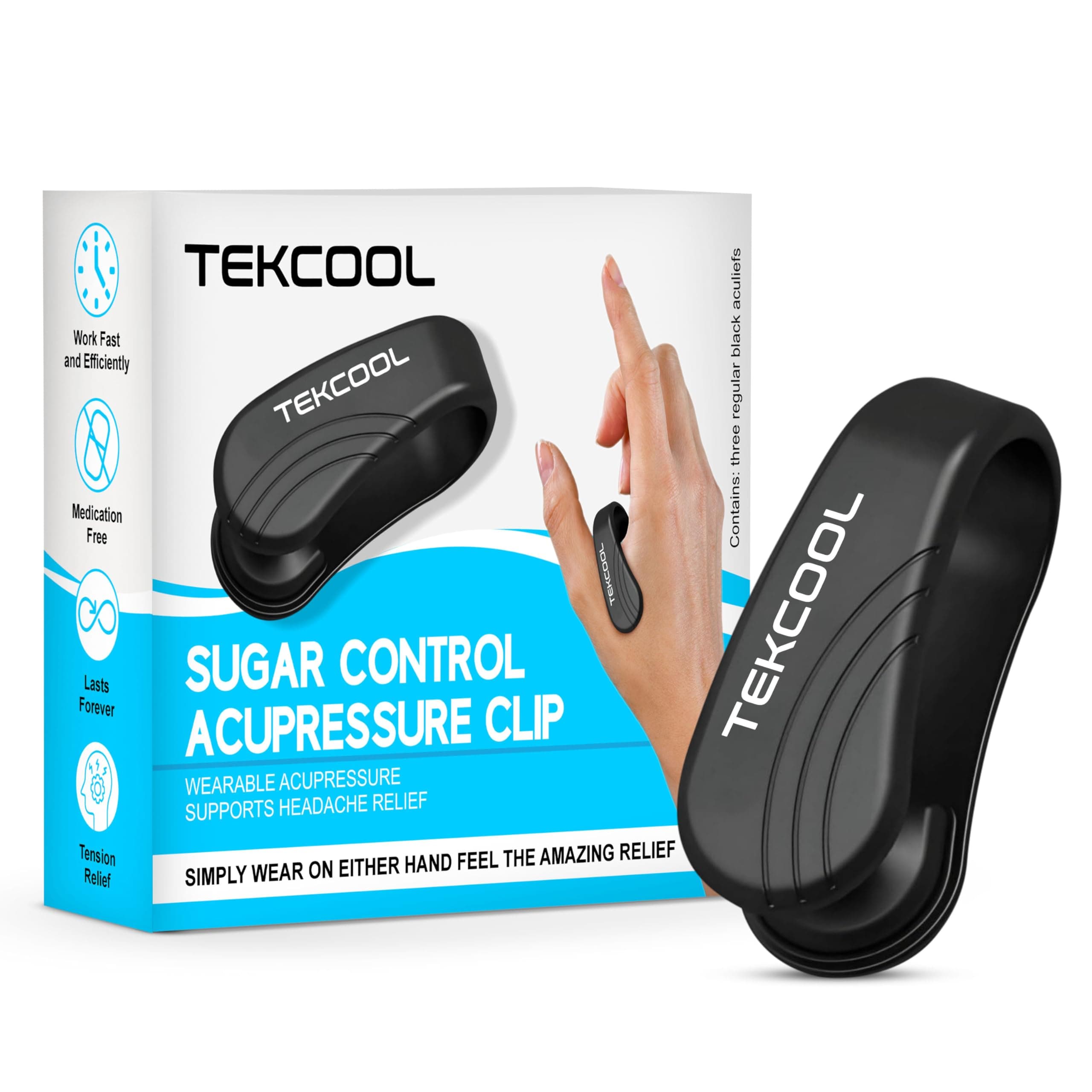 TEKCOOL Sugar Control Acupressure Clip for Diabetics Sugar Control LI4 Acupressure Point Clip Headache Relief Products Migraine &Tension Relief (Pack of 2)