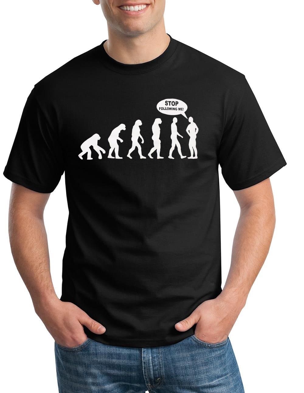 CherryBargains Evolution T-Shirt Stop Following Me Caveman