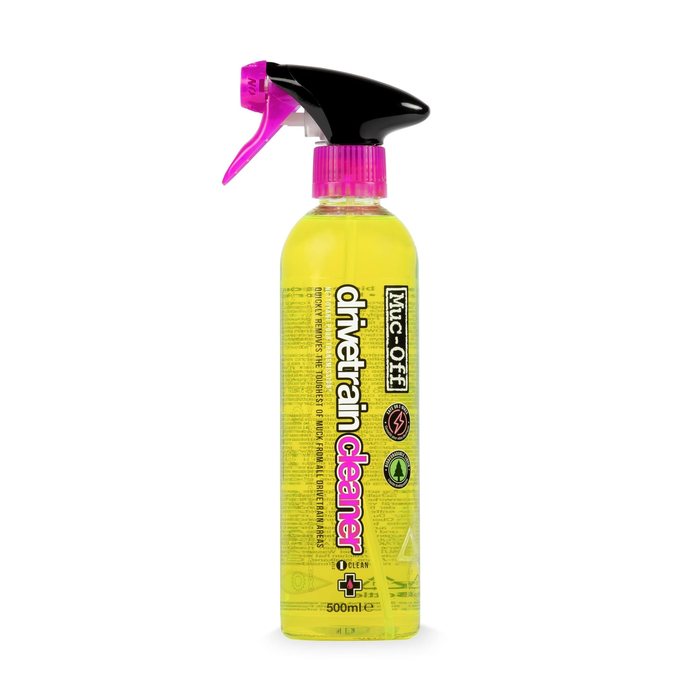 Muc-Off Drivetrain Cleaner - Biodegradable Bike Chain Cleaner and Degreaser Spray - Fast-Acting Cleaning Spray for Chain and Drivetrain, MTB Road Gravel BMX - 500ml