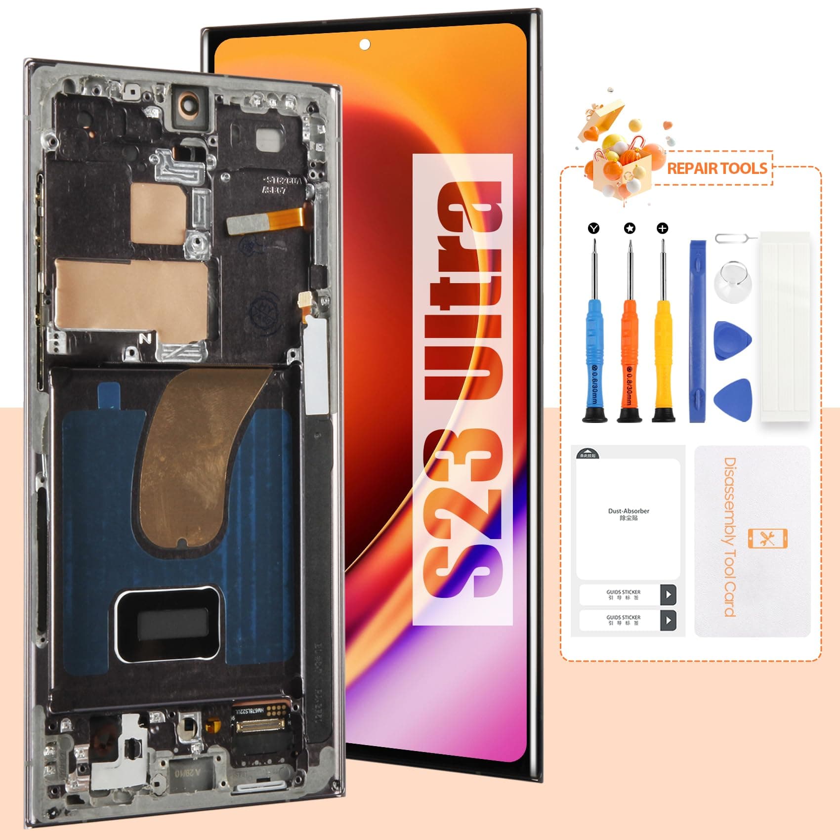 - OLED Screen for Samsung Galaxy S23 Ultra Screen Replacement for S23 Ultra LCD Screen SM-S918B Touch Display Digitizer Assembly Repair Parts with Frame(with Fingerprint Function)(Only Fit US Version