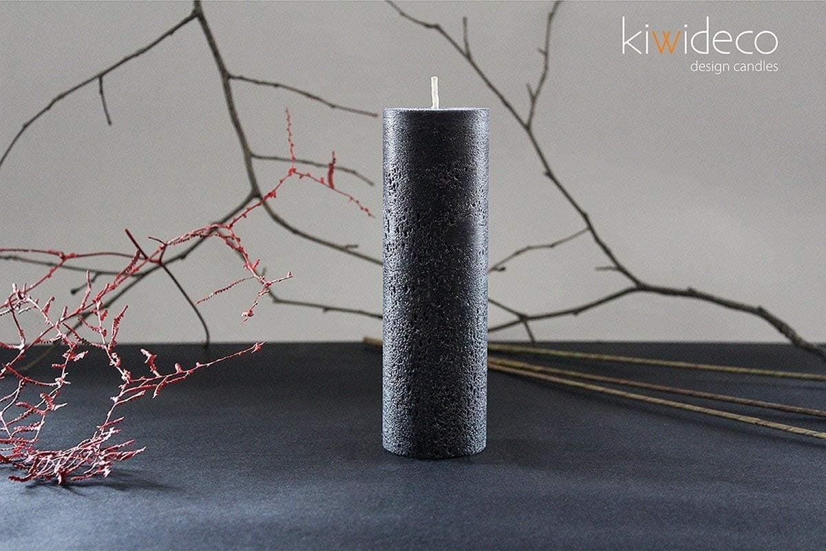 Kiwideco Rustic Black Magic Large rustic candles. Hot cast. Colored wax. Handmade.
