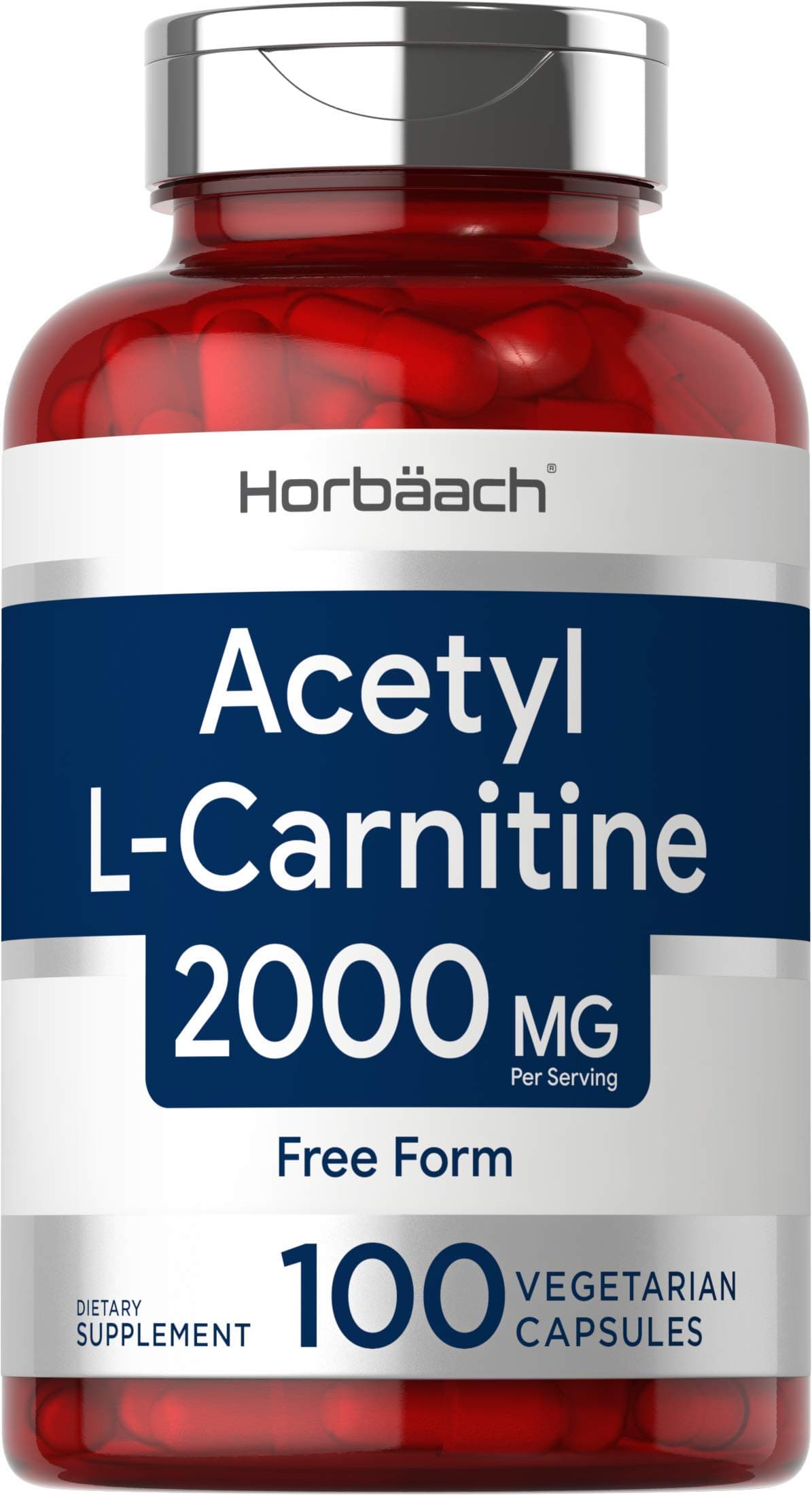 Horbaach Acetyl L-Carnitine | 2000 mg | 100 Veggie Capsules | Max Potency ALCAR | Non-GMO, Gluten Free Supplement