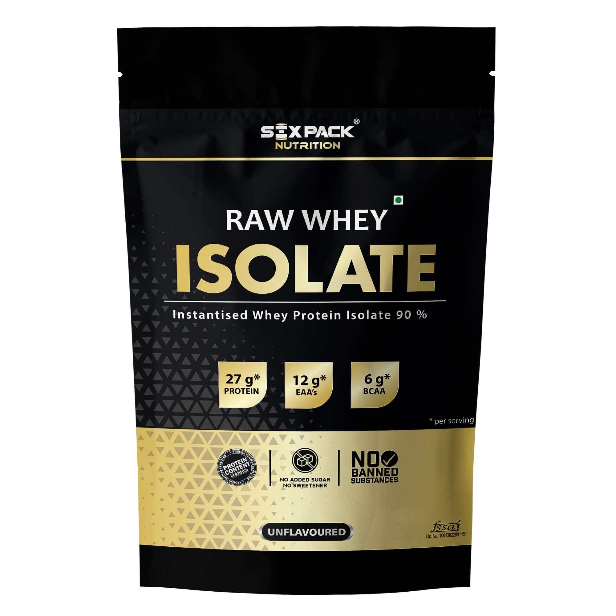 Six Pack Nutrition Raw Whey Protein Isolate 90% - 27 g Protein, 6 g BCAA, 12 g EAA's Per Serving, 30 Servings 908 g / 2 lbs